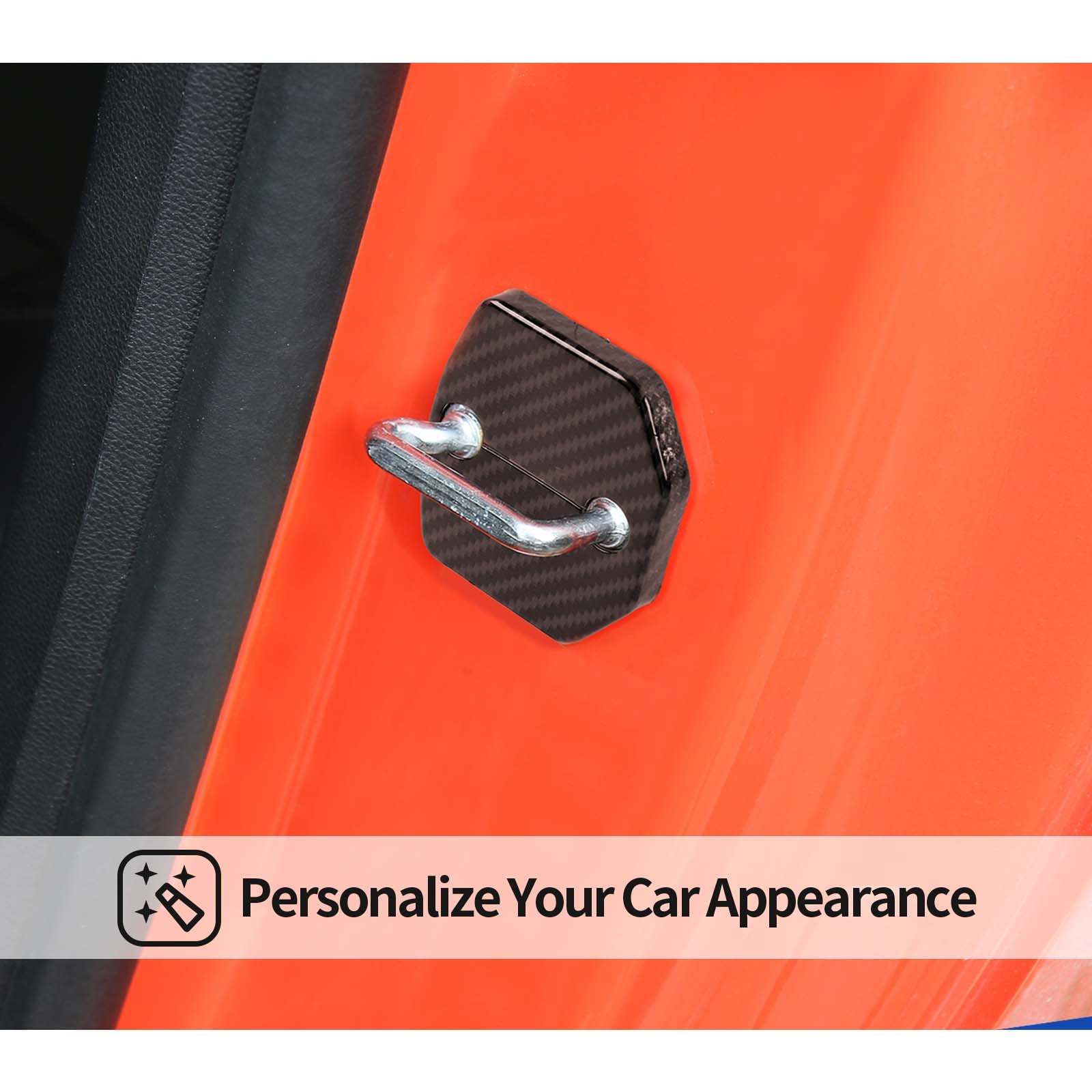 CheroCar Carbon Fiber Door Lock Cover & Arm Protection Stopper - Anti-Rust Interior Accessories for Ford F150/F250/F350 2015-2022 Models - Prevent Scratches & Enhance Vehicle Interior Protection (Set of 4)