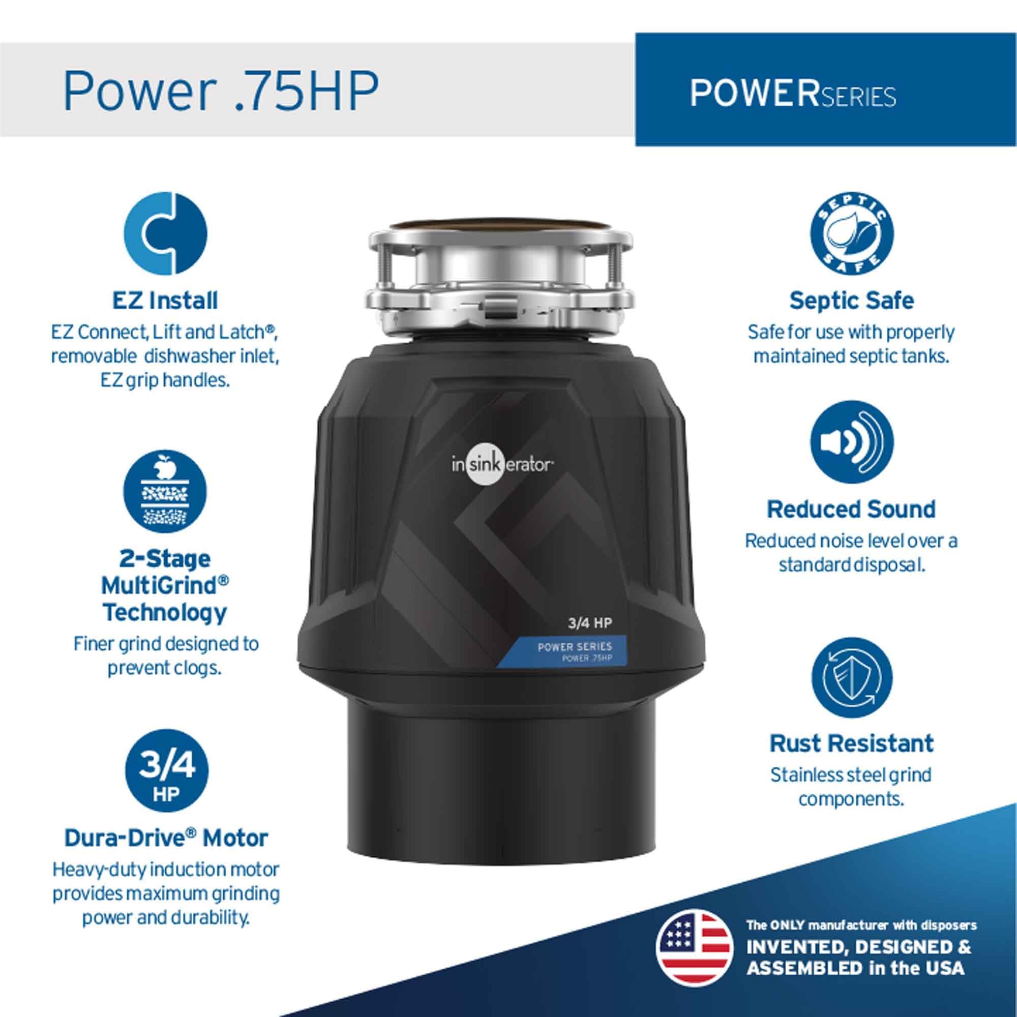 InSinkErator 0.75HP Garbage Disposal with EZ Connect - Continuous Feed Kitchen Waste Disposer for Sink - Perfect for Home Kitchen & Restaurant Use