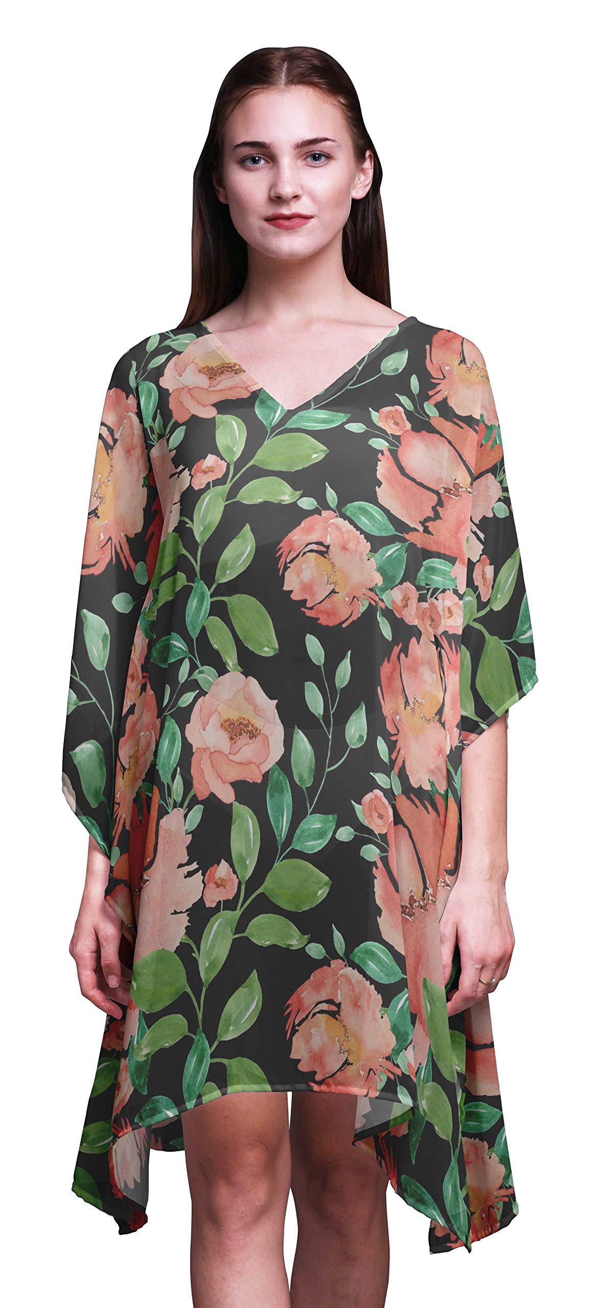 Bimba Women's Short Caftan Midi Dress - Beach Cover Up, Swimwear Cover Up, Summer Kaftan Dress for Pool, Vacation & Boho Style Outfits
