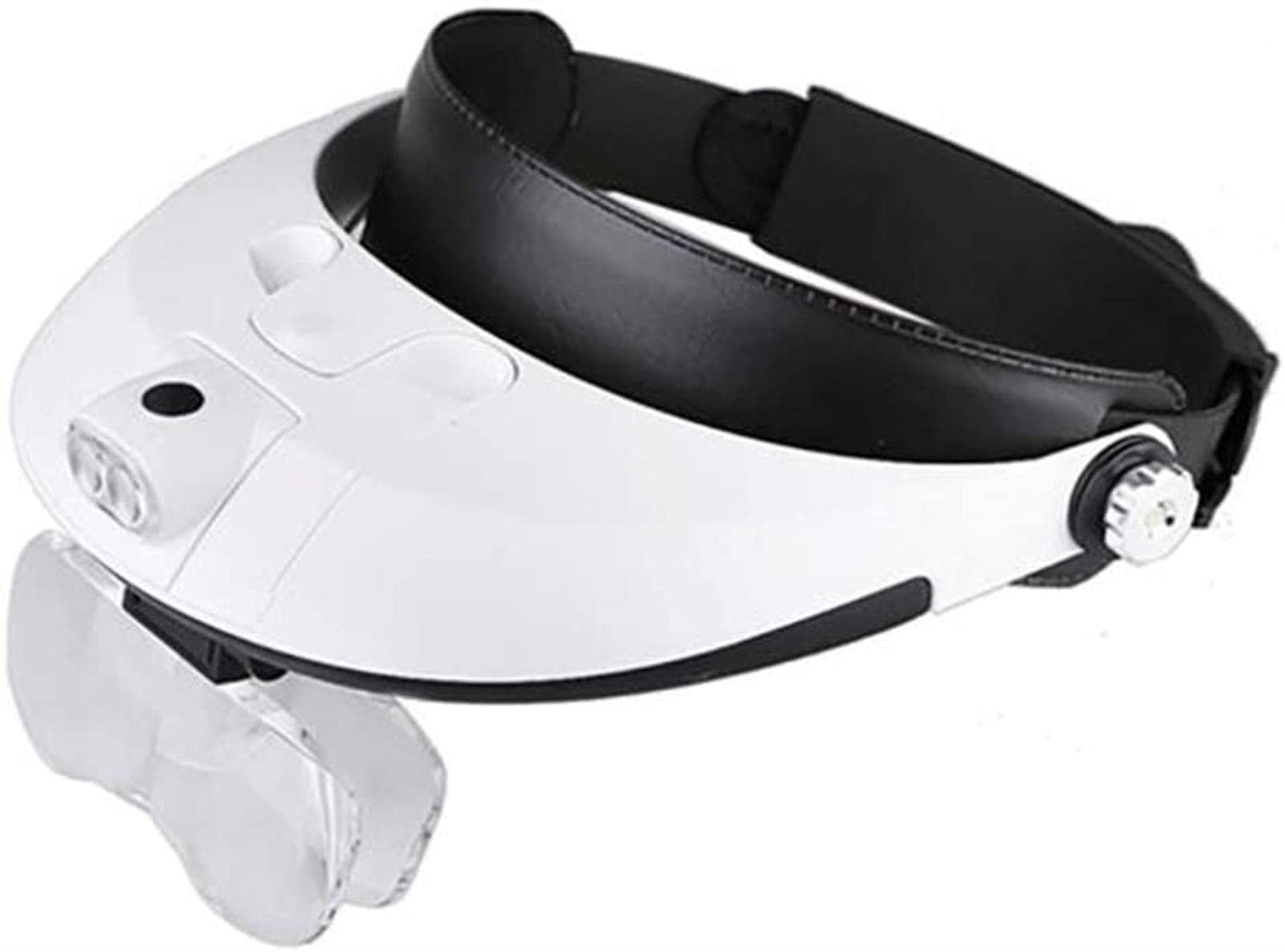 DITESABE 2 LED Headband Magnifier with 5 Interchangeable Lenses & 3 AAA Batteries - Adjustable Hands-Free Headlamp for Jewelry Making, Watch Repair, Electronics Work & DIY Hobbies - Perfect for Crafts, Soldering & Detailed Close-Up Work