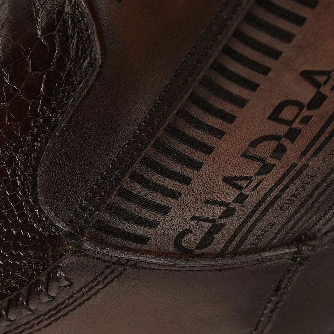 Men's Cuadra Brown Cowboy Dress Boots with Ostrich Leg & Ankle Zip - Western Style for Rodeo, Country Dance & Casual Wear