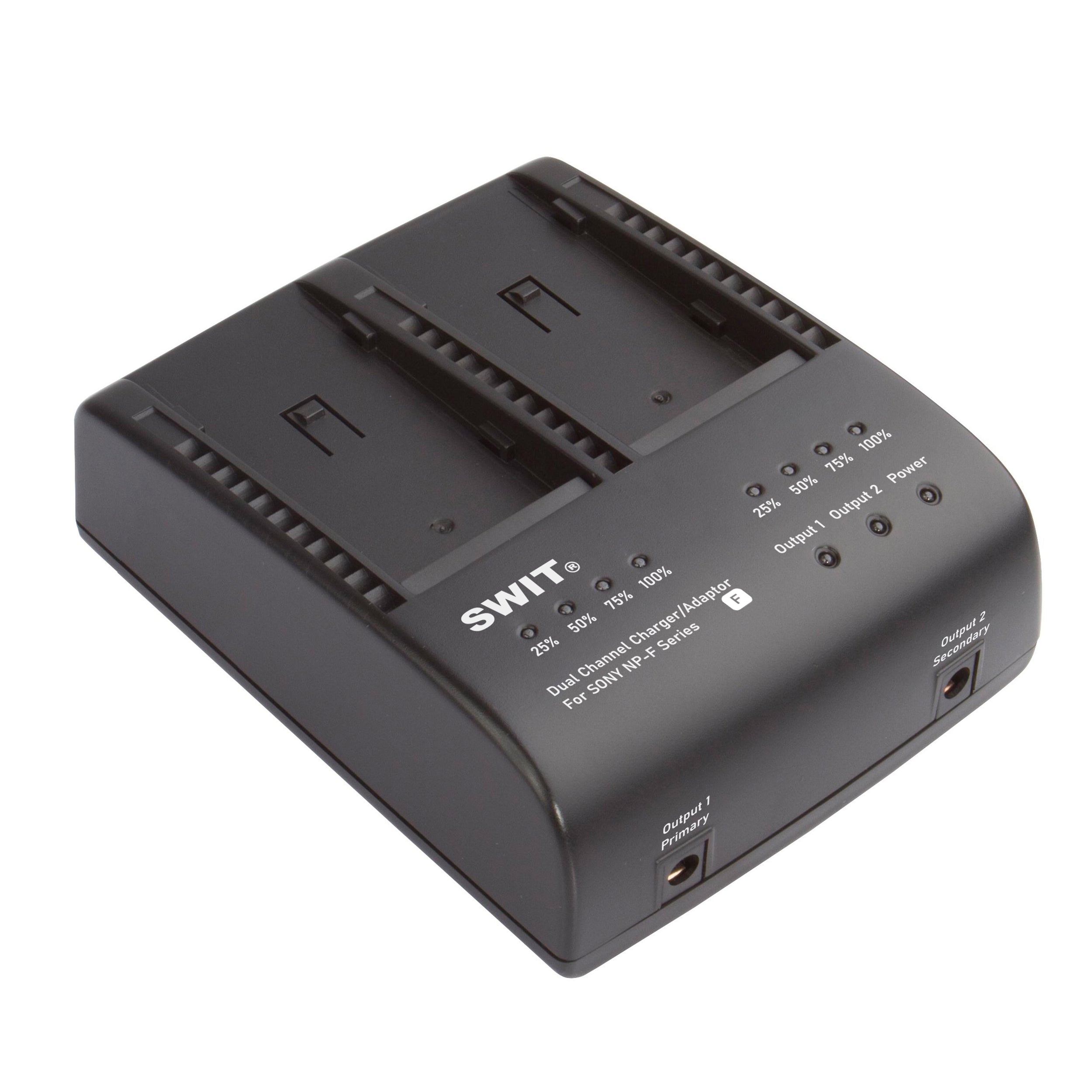 SWIT S 3602F 2x2A DV Charger for Sony NP-F Series Batteries - Compatible with NP-F970, NP-F960, NP-F750, NP-F550 - Fast Dual USB Charging for Cameras, Camcorders & Video Equipment - Perfect for Photography, Videography & Professional Film Production