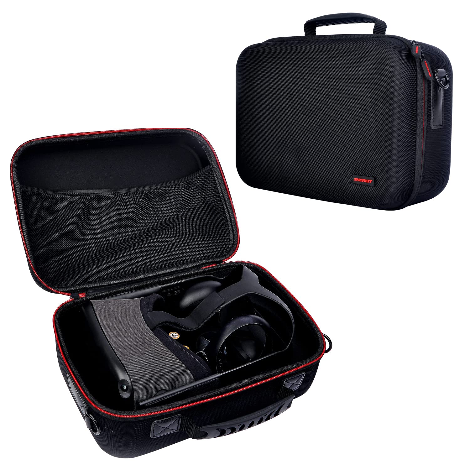 Oculus Quest 2 VR Headset Travel Case - Shockproof EVA Hard Shell Protective Storage Bag with Detachable Shoulder Strap for VR Gaming Accessories (Black) - Perfect for Travel, Storage & VR Gaming Protection