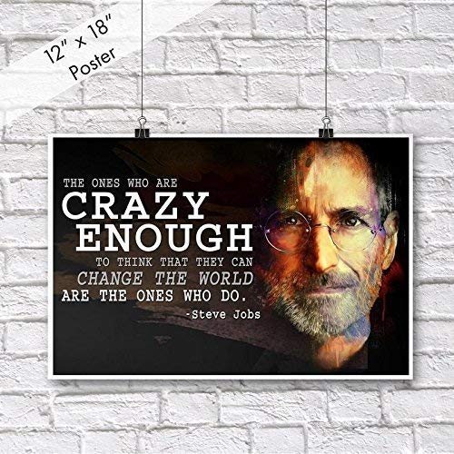 Steve Jobs Growth Mindset Motivational Classroom Poster - Inspirational Apple Computer 'Think Different' Quote for Teachers & Students - Perfect for Classrooms, Offices & Study Spaces