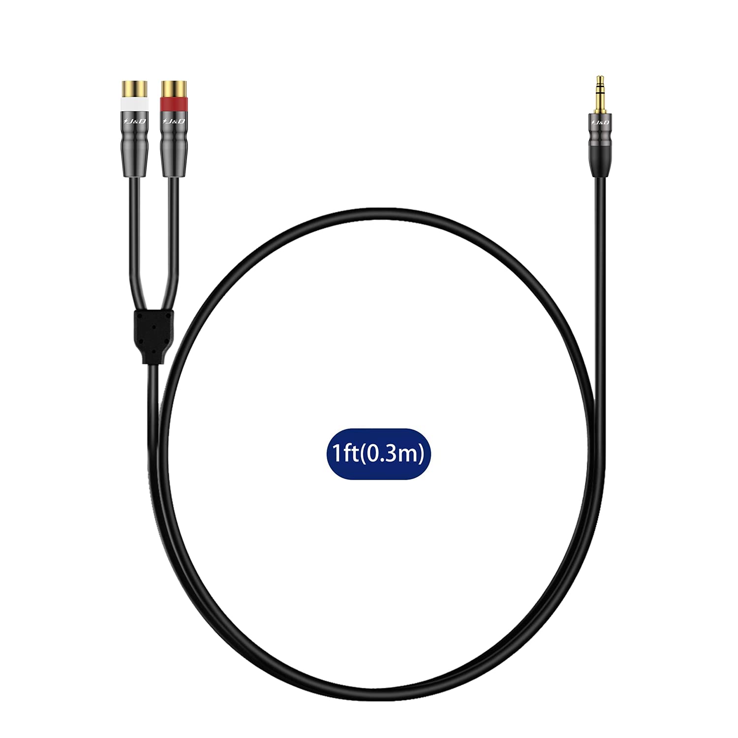 Premium 3.5mm to Dual RCA Audio Cable - Gold Plated Heavy Duty Stereo Adapter (0.3M) for Home Theater, DJ Equipment & Audio Systems - High Quality Copper Shell Connectors