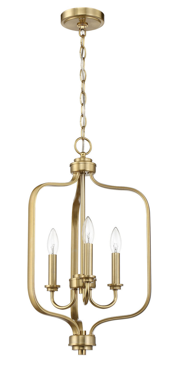 Stylish Bolden Three-Light Foyer Pendant in Satin Brass - Perfect for Entryway, Dining Room & Kitchen Lighting | Modern Brass Ceiling Fixture