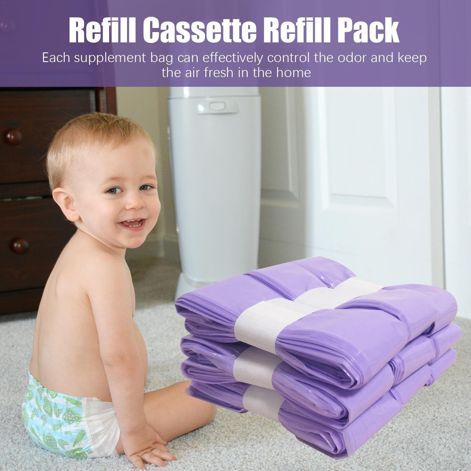 **Eco-Friendly Diaper Trash Bags with Odor Control - 10 Pack Leak-Proof & Sustainable Refill Bags for Diaper Bins, Cat Litter & Home Garbage - Perfect for Nursery, Pet Care & Household Waste Disposal**