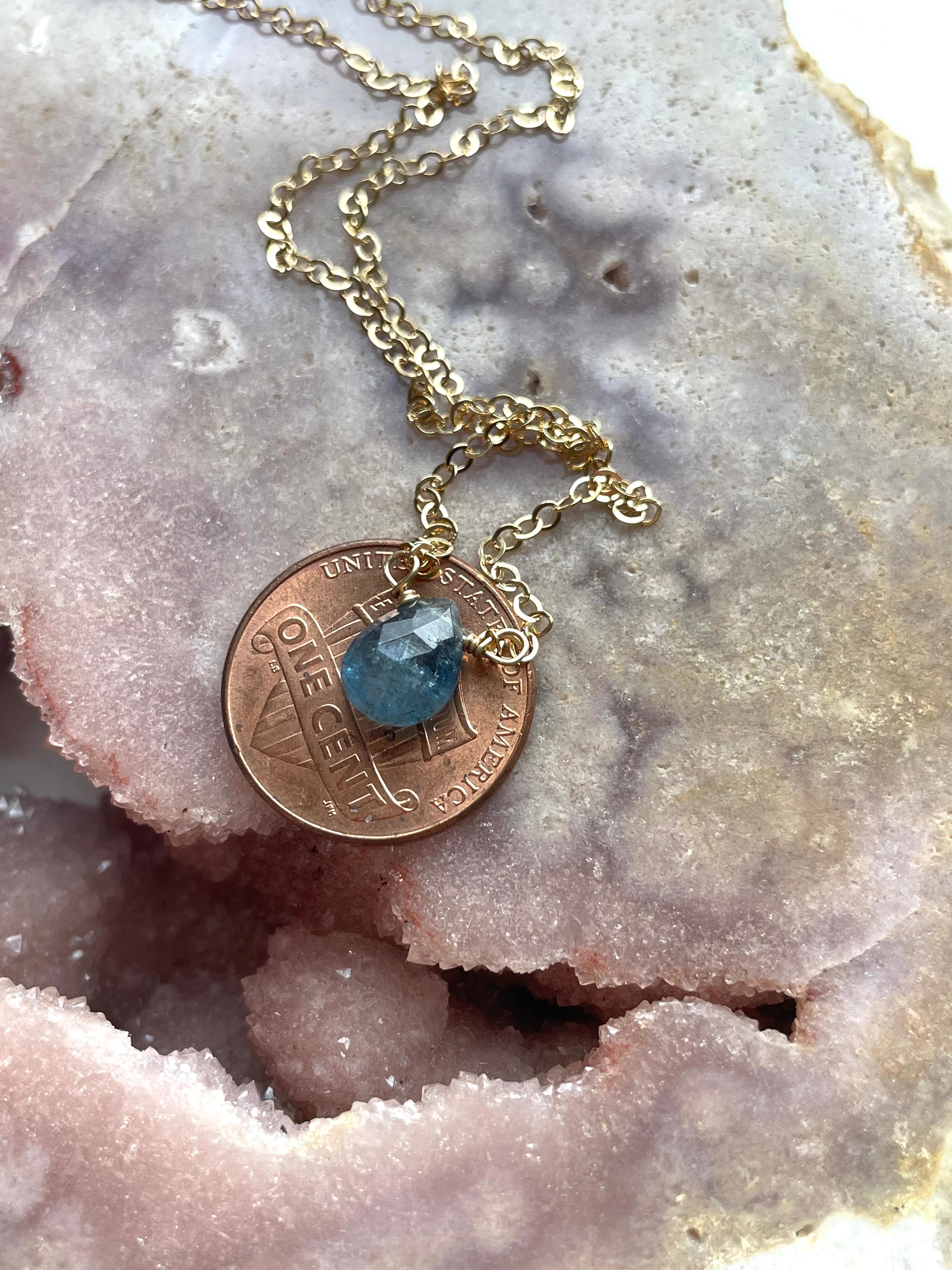 Dainty Moss Aquamarine Necklace - March Birthstone Jewelry for Women | Elegant Pendant Gift for Birthday, Anniversary & Mother's Day | Perfect for Everyday Wear & Special Occasions