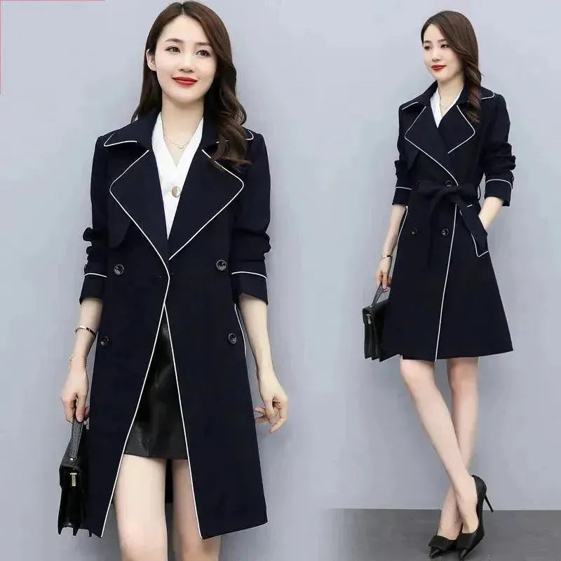 Premium Women's Mid-Length Trench Coat - Waterproof Lightweight Outerwear for Fall & Spring | Office, Travel & Casual Wear