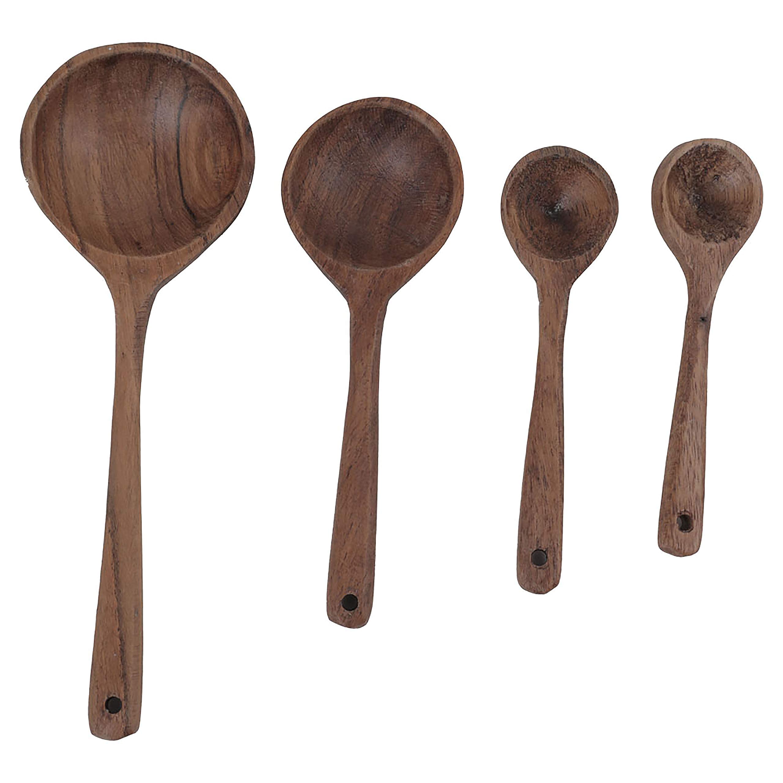 4-Piece Wooden Measuring Spoon Set for Baking, Cooking & Coffee - Essential Kitchen Utensils for Precise Measuring of Dry & Liquid Ingredients