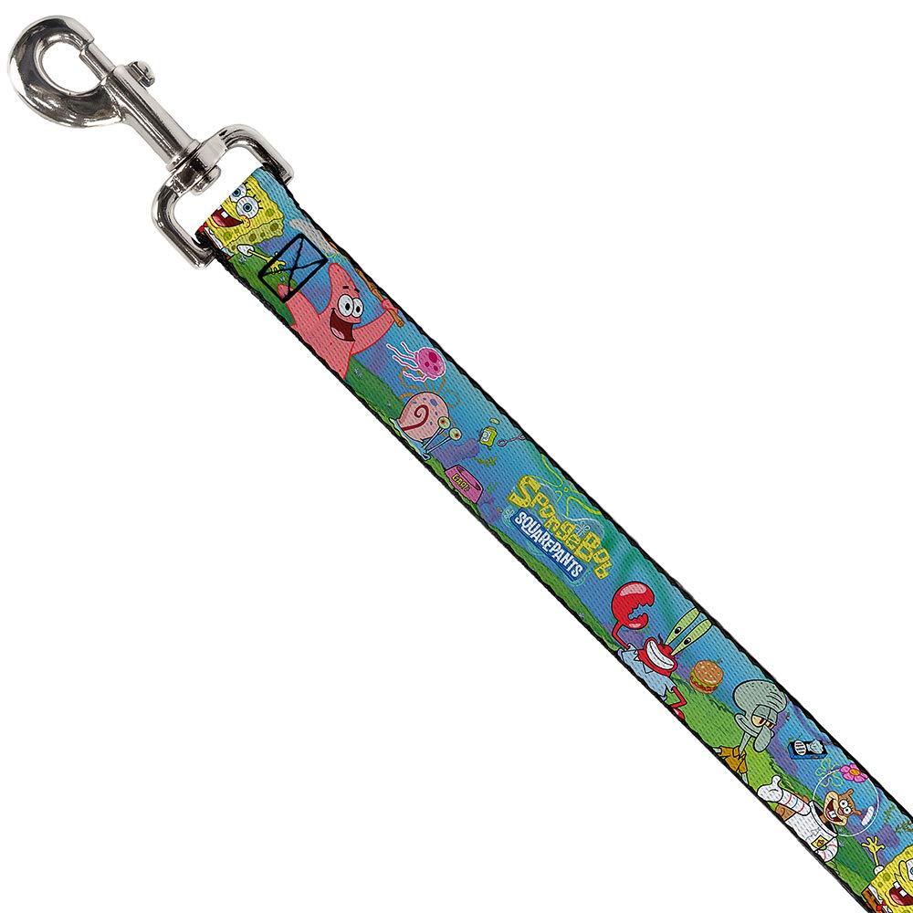 Buckle-Down SpongeBob & Friends Pet Leash - 4ft Long, 1.5in Wide - Durable Dog Walking Leash for Small & Medium Dogs - Perfect for Beach Walks & Park Adventures