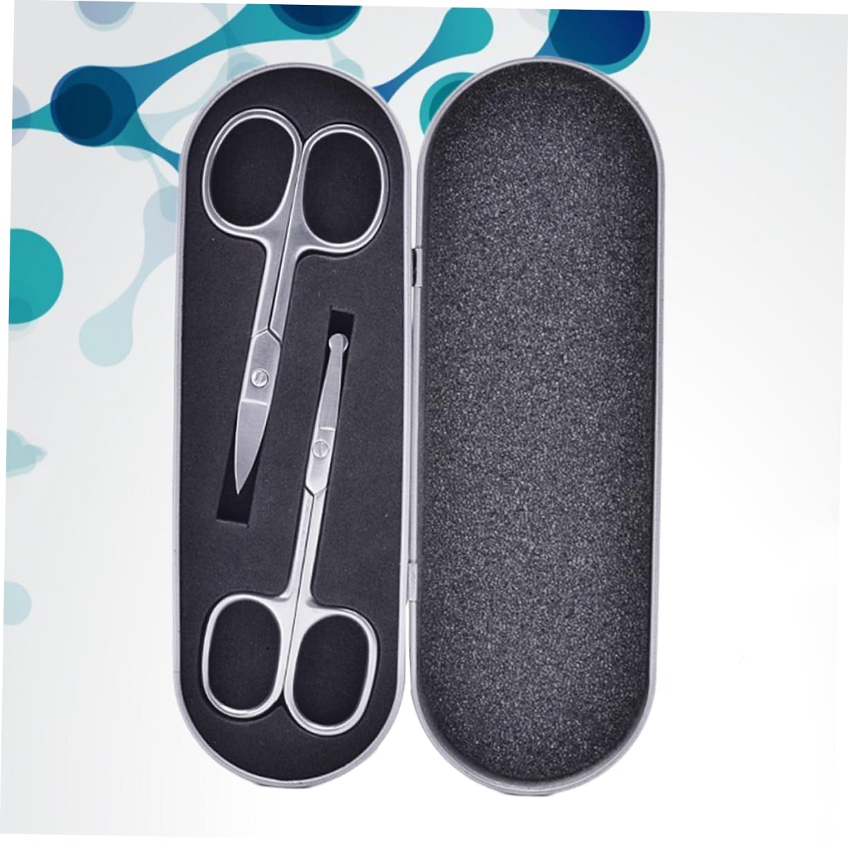 2 Pack Round Tip Makeup Scissors - Painless Nose & Ear Hair Trimmer, Brow Grooming & Hairdressing Shears - Black Craft Scissors for Precise Grooming & Styling at Home or Salon