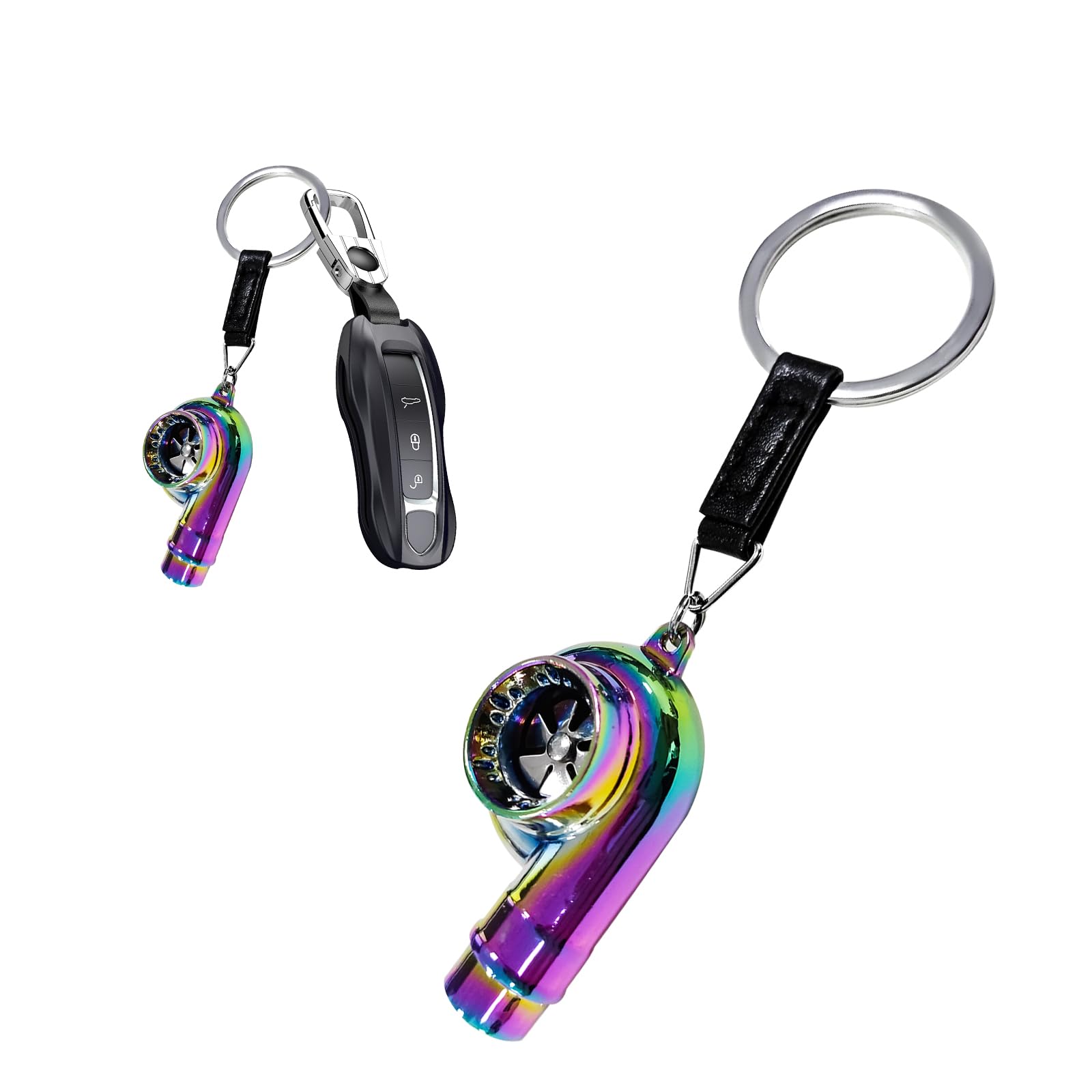 Augeny Car Turbo Keychain - Creative Metal Spinning Turbocharger Key Fob for Cars, Universal Vehicle Accessory Key Ring Decor (Multi-Color) - Perfect Gift for Car Enthusiasts & Auto Lovers