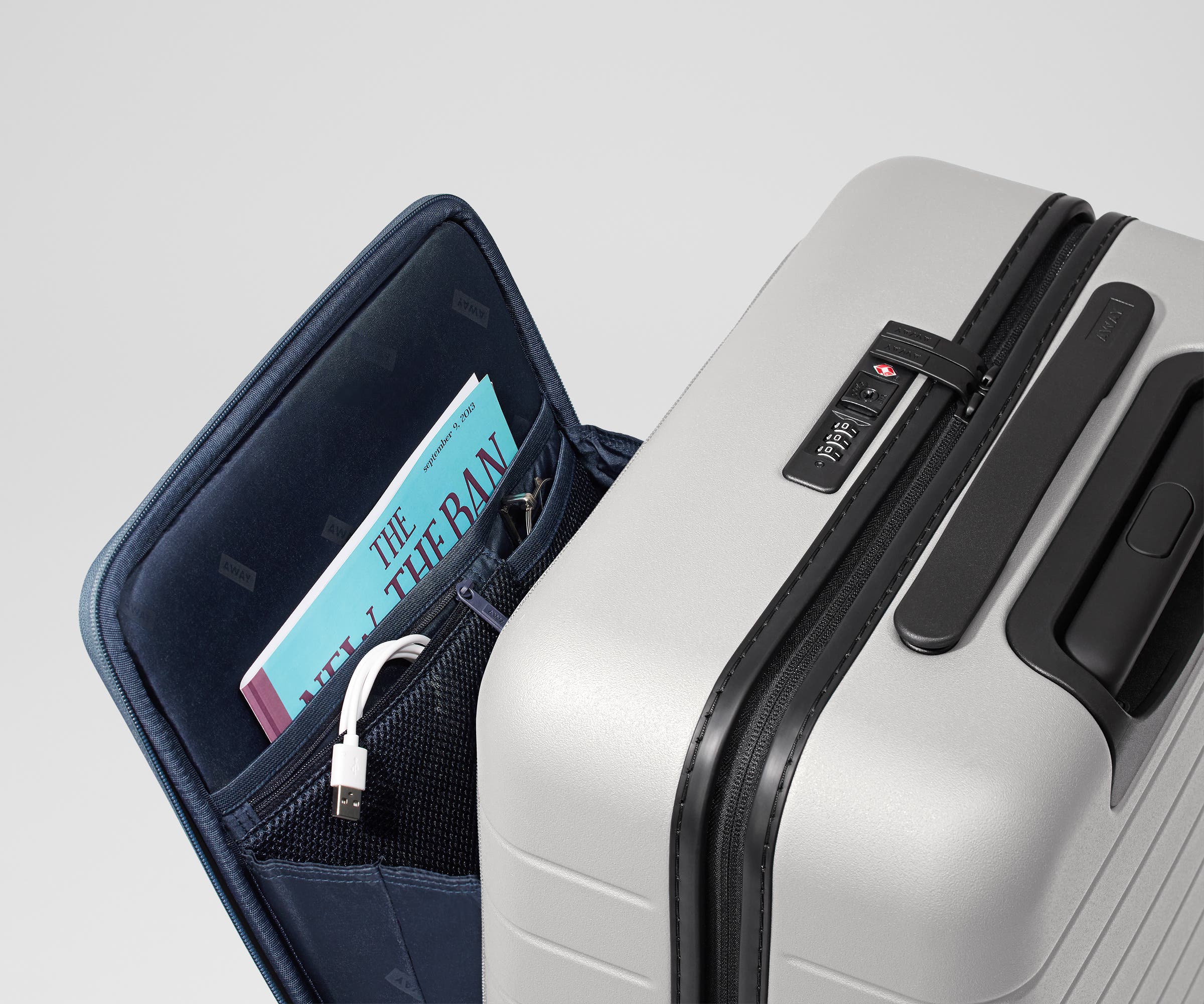 Premium The Executive Carry On Luggage in Cloud Gray - Lightweight & Durable Suitcase for Business Travel & Weekend Getaways