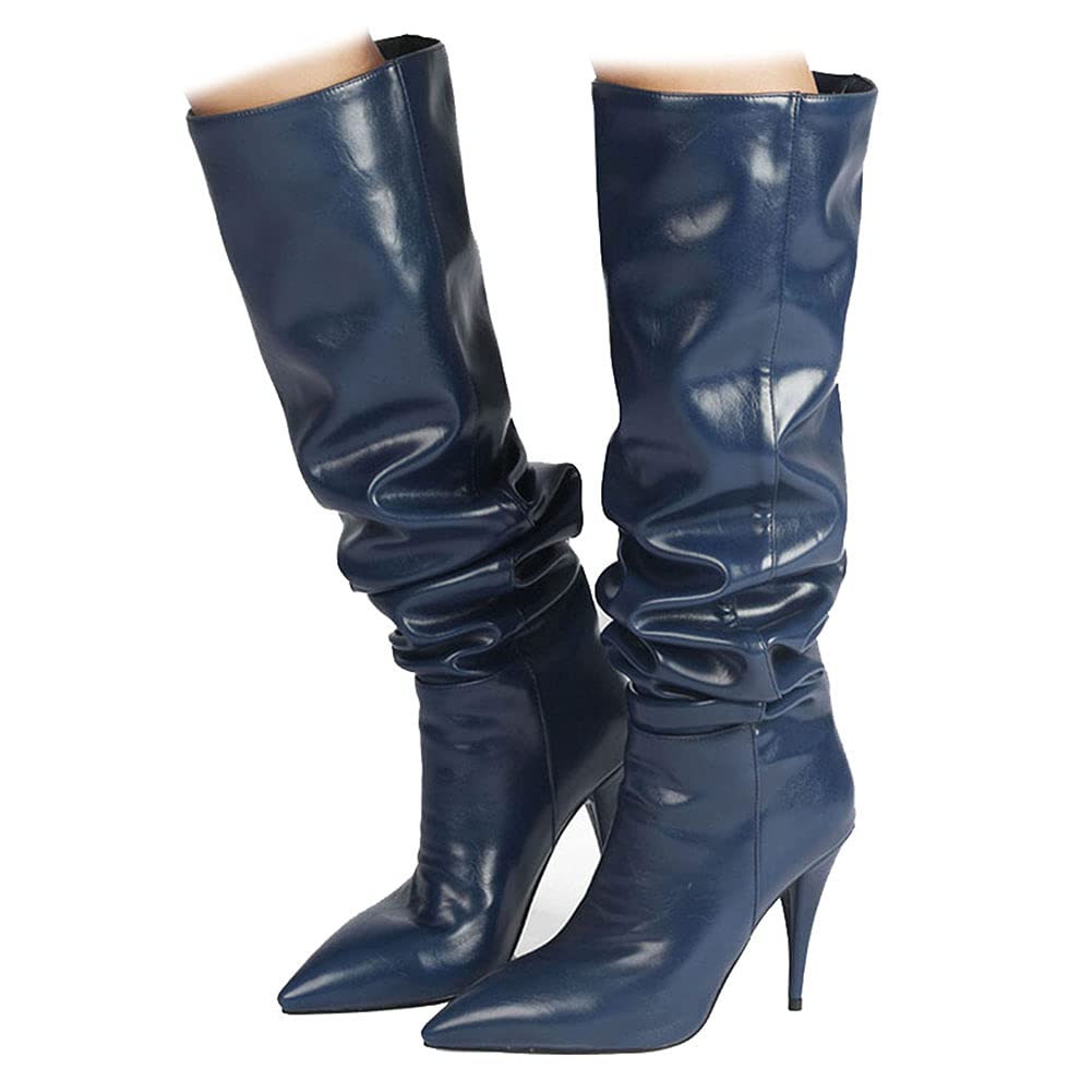 Elegant Women's Slouch Boots - Knee High Stiletto Heels for Fashion, Parties & Night Out