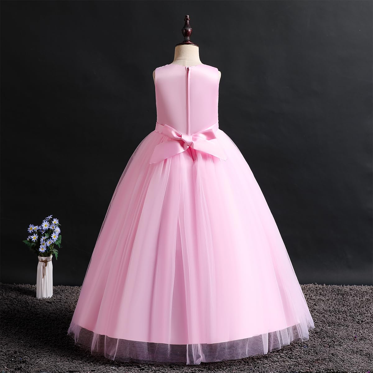 Little Big Girl Flower Tulle Dress Princess Pageant Gown - Birthday Party, Wedding, Formal Dance, Evening Maxi Dress for Special Occasions