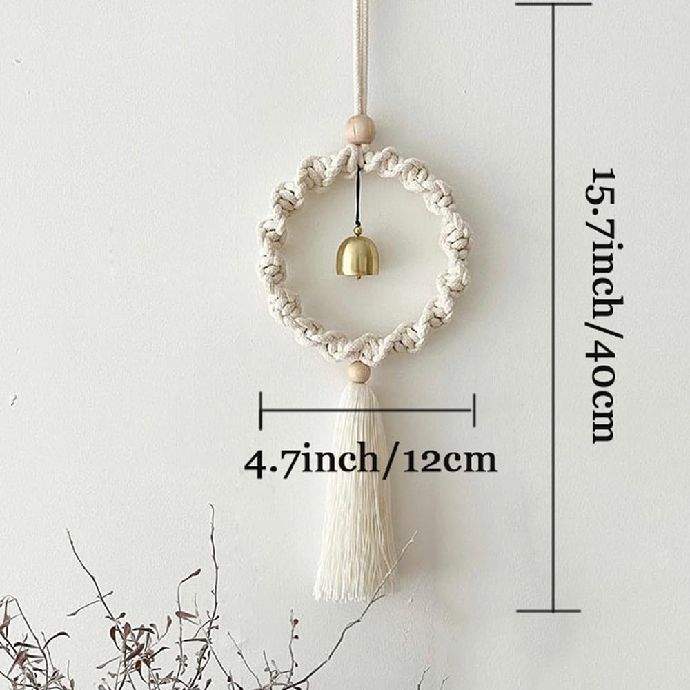 Handmade Cotton Rope Wind Chimes - Boho Hanging Decor for Nursery, Bedroom & Living Room | Natural Woven Pendant for Relaxing Outdoor & Indoor Spaces