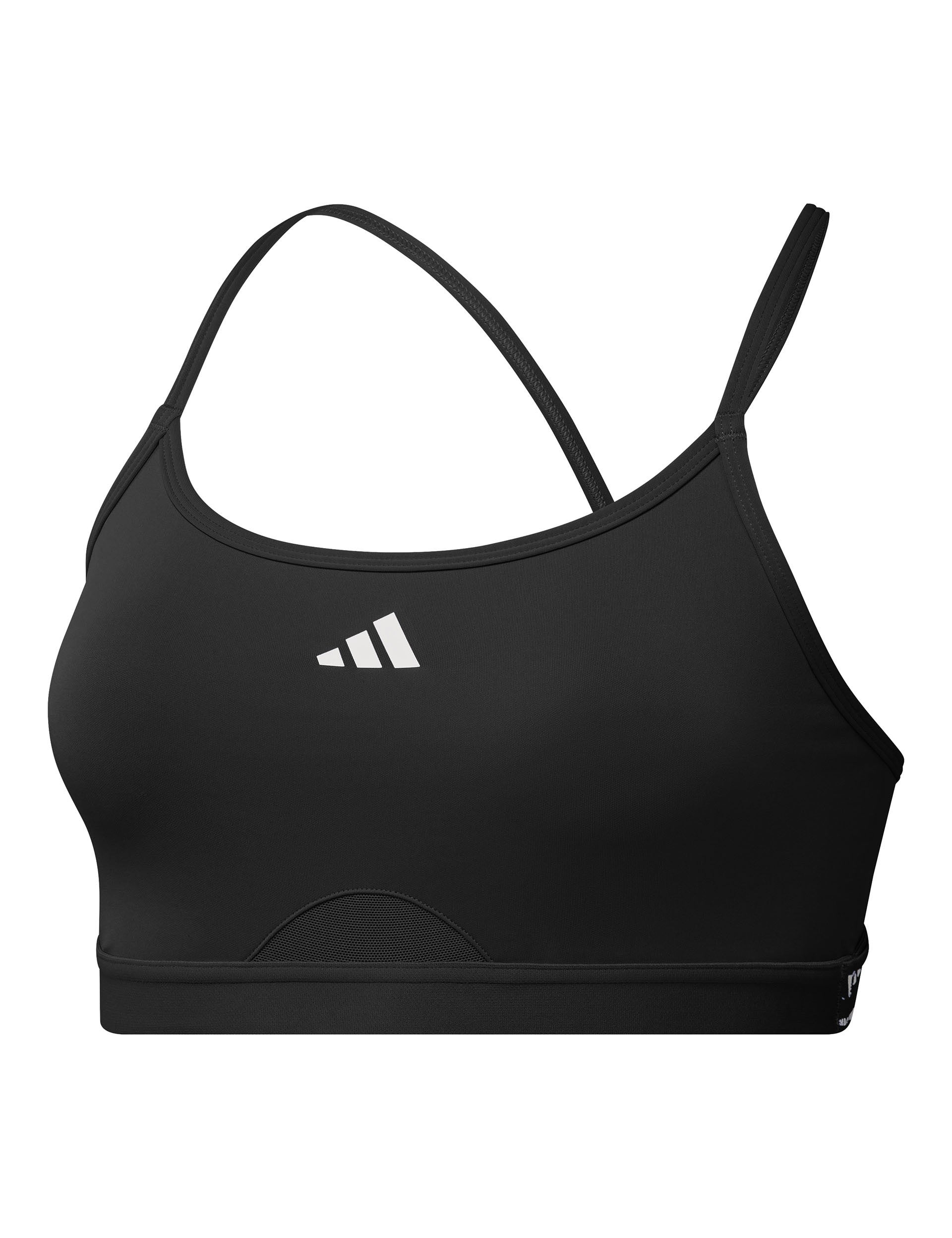 Aeroreact Training 3 Stripes Sports Bra for Women - Black | High Support Workout Top for Running, Yoga & Gym