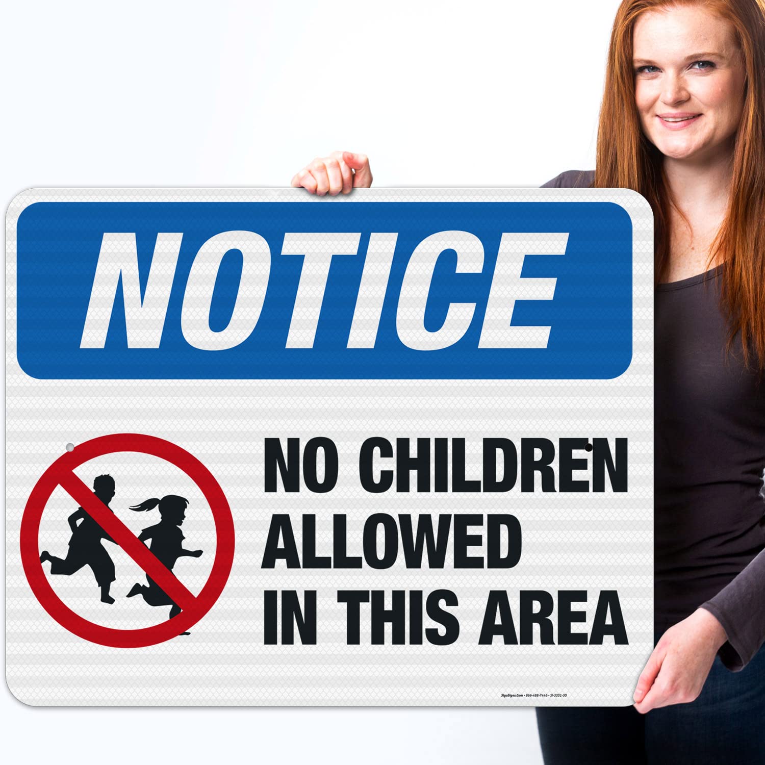 No Children Allowed OSHA Sign - 24x30 Inches 3M EGP Reflective Aluminum Safety Sign - .080 Thick Fade-Resistant Indoor/Outdoor Warning Sign - Made in USA - Perfect for Construction Sites, Warehouses & Restricted Areas