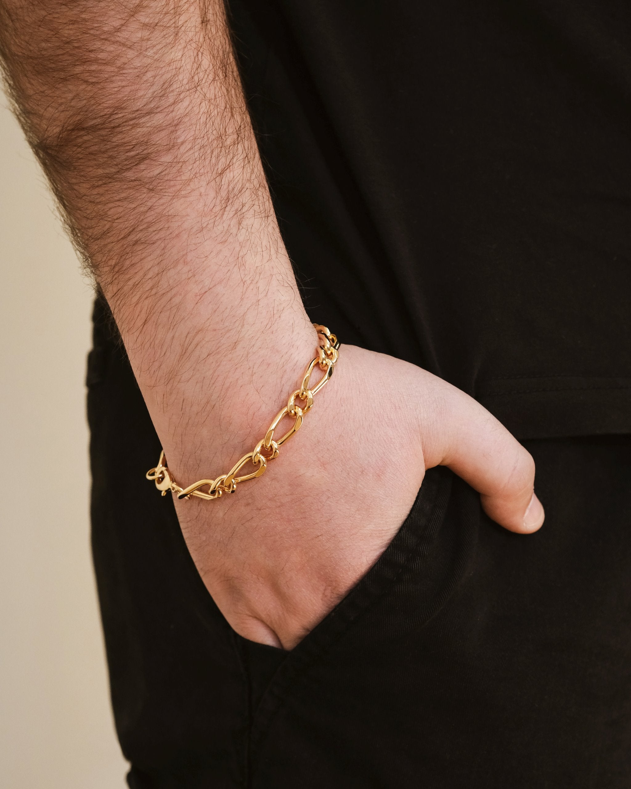 Men's Chunky Chain Link Bracelet - Stainless Steel Punk Rock Jewelry for Men - Perfect for Casual Wear, Gifts & Street Style Fashion