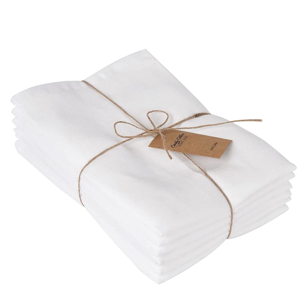 Premium 18x18 Inch White Cotton Cloth Dinner Napkins - Washable & Absorbent Reusable Napkins (Pack of 6) for Spring Decor, Easter Basket, Cocktail Party, Wedding, BBQ, Hotel & Cafe Dining - Eco-Friendly Table Linens for Everyday Use & Special Occasions