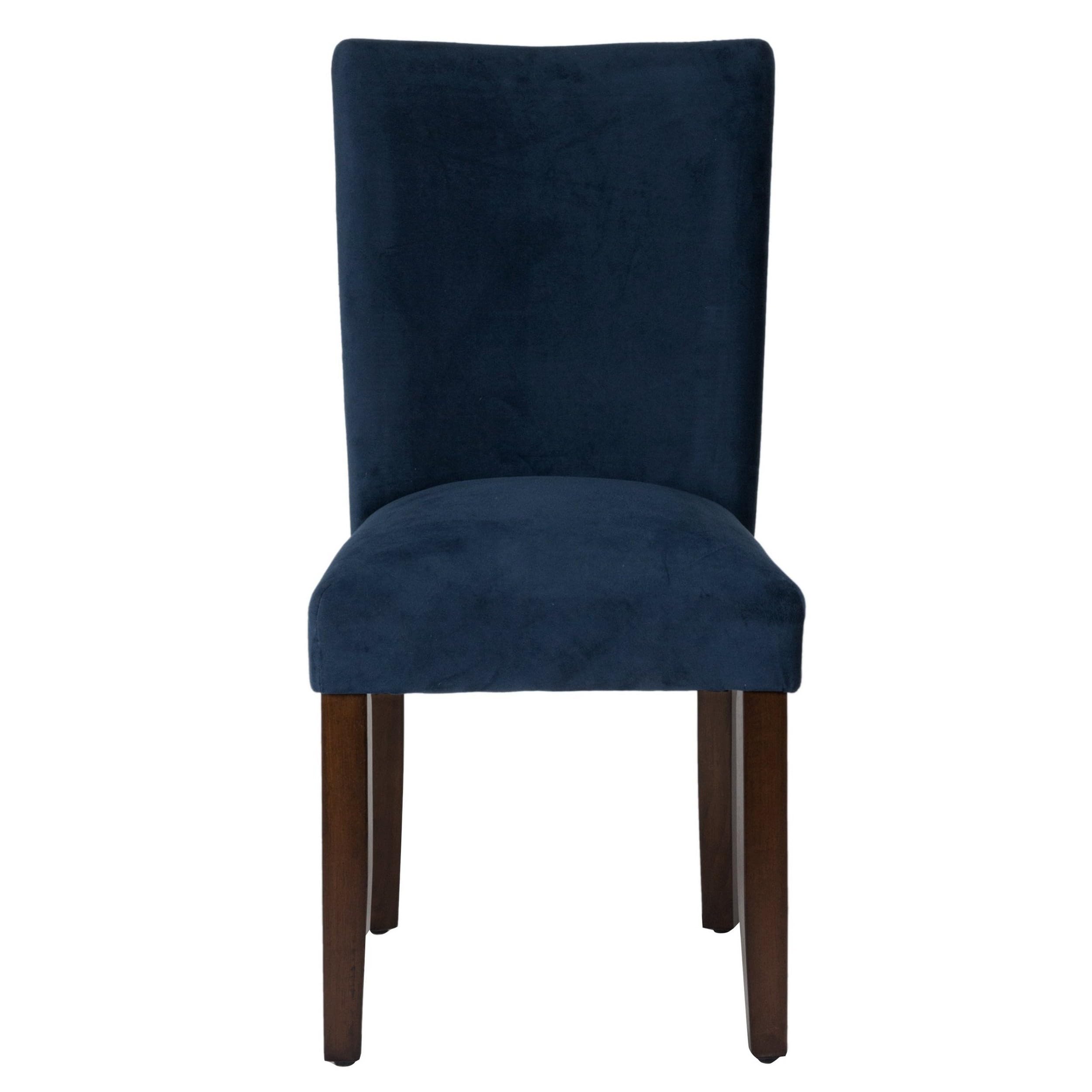 HomePop Parsons Classic Upholstered Accent Dining Chairs, Set of 2, Navy Velvet - Elegant Modern Kitchen & Dining Room Seating for Home Decor