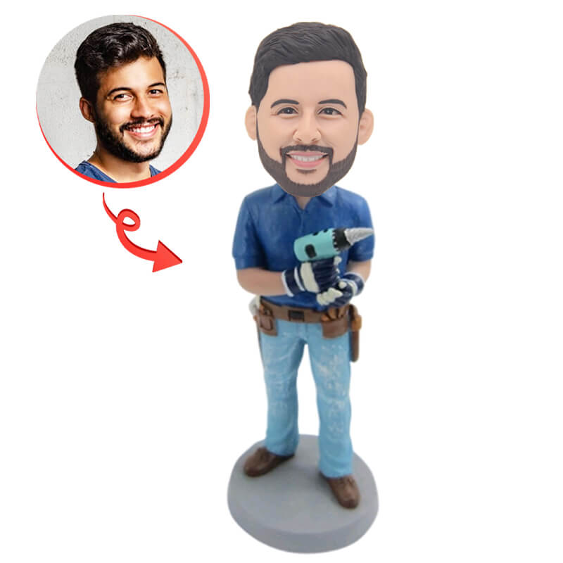 Custom Bobblehead Figurine - Personalized Handyman Bobblehead for DIY Enthusiasts | Perfect for Gifts, Office Decor, and Home Workshops