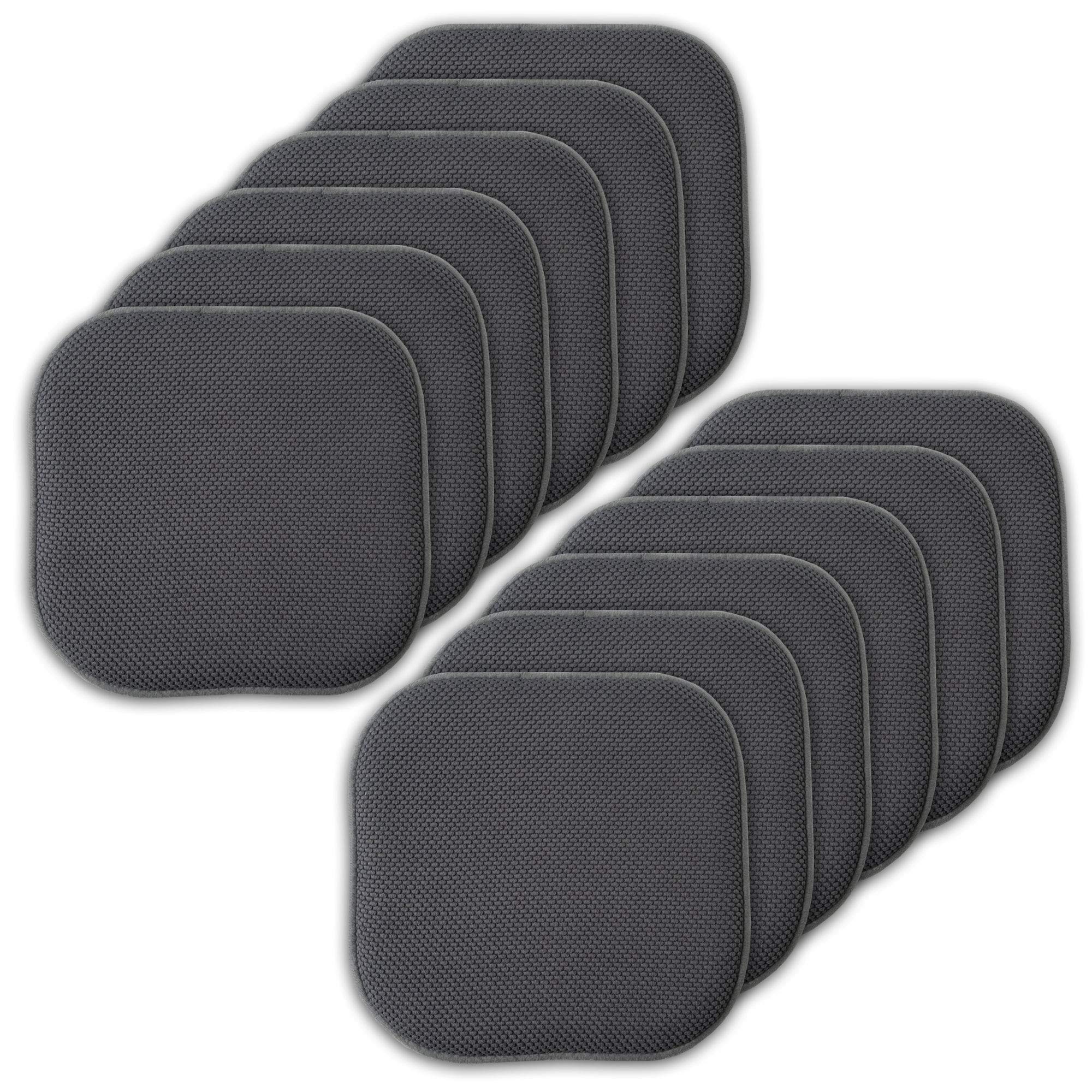 16x16 Inch Memory Foam Chair Cushion - Non-Slip Honeycomb Pattern Seat Cushion Set of 12, Charcoal Gray - Ultra Soft & Supportive for Office Chairs, Dining Chairs, Wheelchairs - Home & Office Comfort Solution