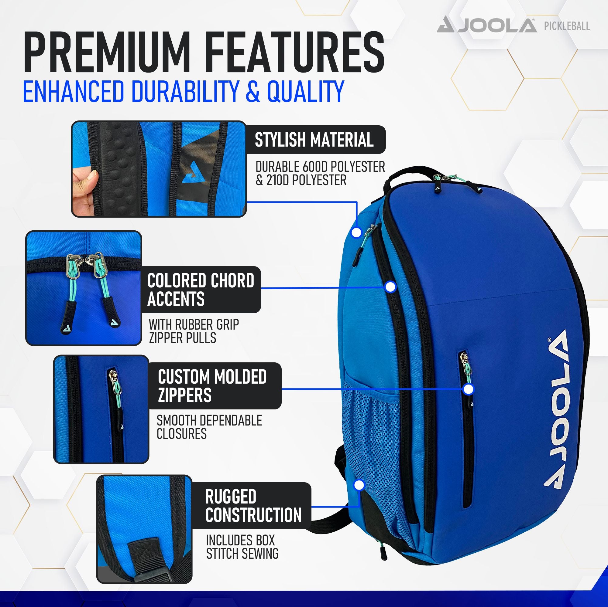 JOOLA Vision II Table Tennis Backpack (Blue) - Premium Paddle Case for Ping Pong Players, Perfect for Tournaments & Training Sessions