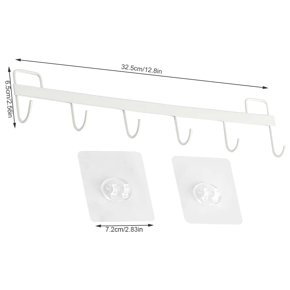 6 Hooks Wall Mount Coat Rack - Heavy Duty Entryway Organizer for Hats, Coats, Towels & Kitchen Utensils | Space Saving Door Hook Hanger for Bedroom, Bathroom & Closet (Black)