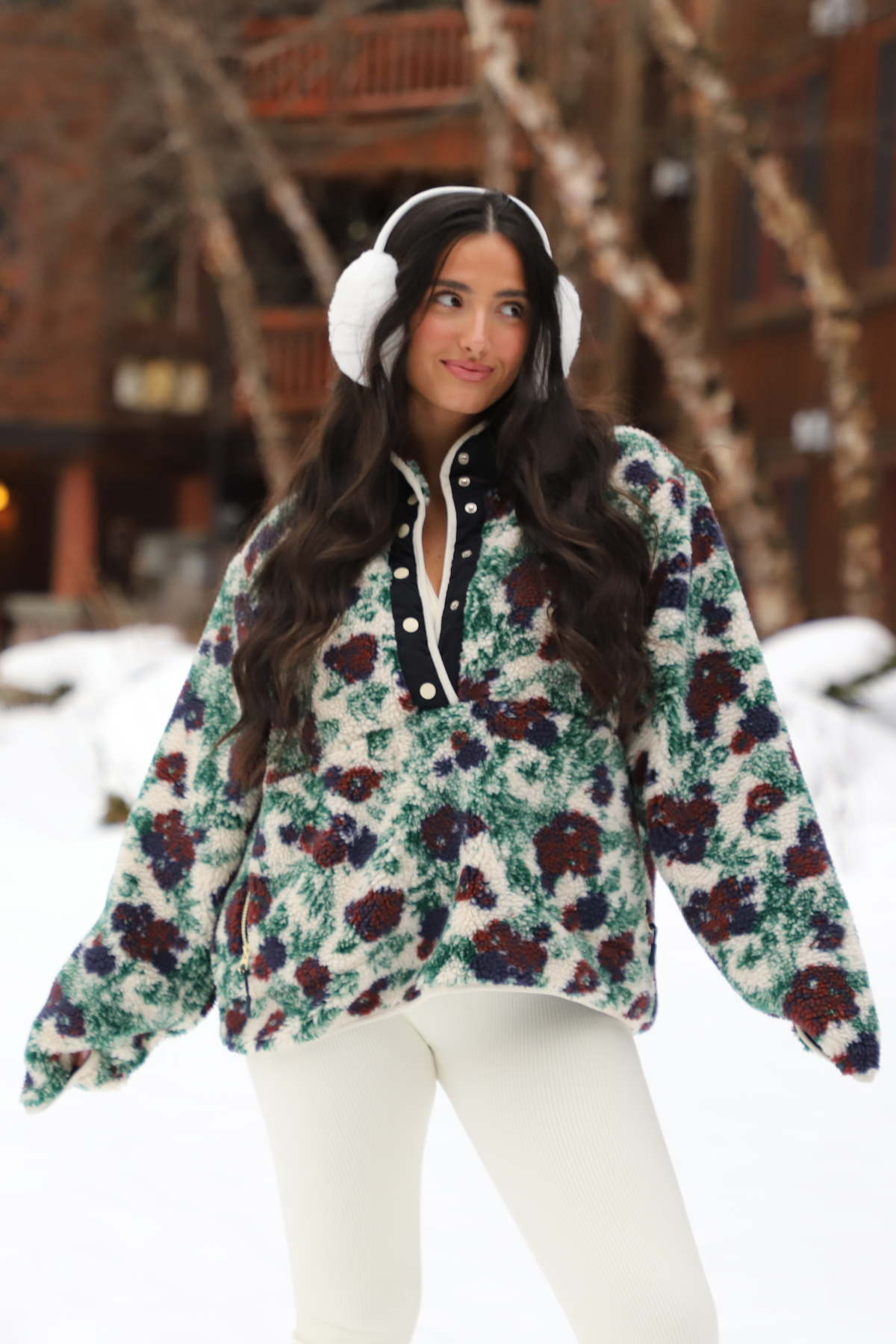 Women's Floral Sherpa Jacket - Cozy Fleece Lined Winter Coat for Outdoor Activities, Hiking & Casual Wear