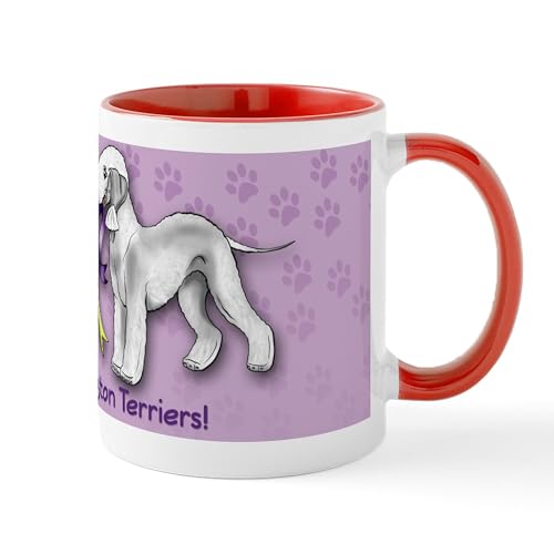 White/Red Inside - Bedlington Terriers With Ribbon Mug