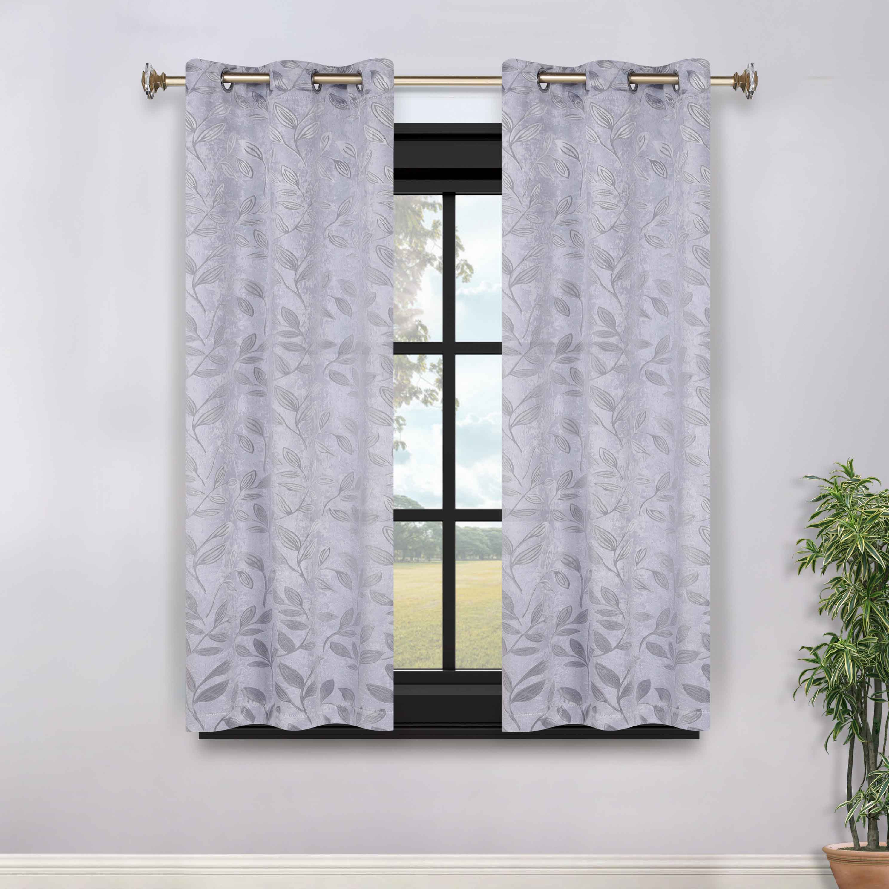 Leaves Grommet Blackout Curtains Set of 2 - Thermal Insulated Room Darkening Drapes for Bedroom & Living Room - Noise Reducing Window Treatment for Home Decor