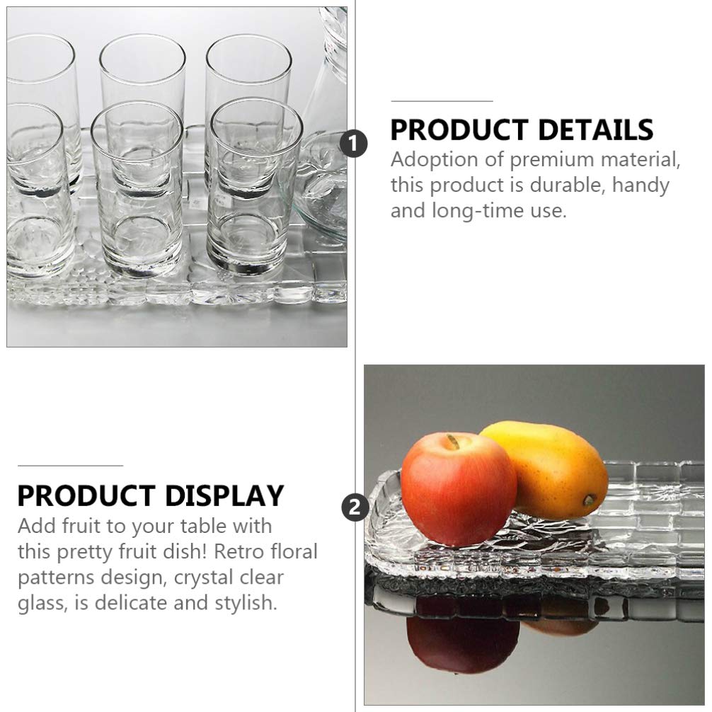 DOITOOL 1-Piece Rectangular Glass Fruit Plate - Durable Food Storage Tray for Kitchen, Dining & Entertaining | Perfect for Serving Fruits, Snacks, Cheese & Appetizers at Parties, Picnics & Home Gatherings