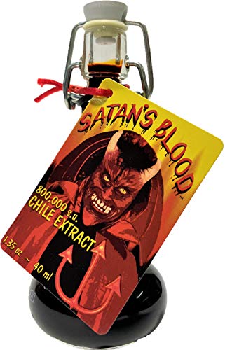 Satan's Blood Chile Pepper Extract Hot Sauce - 1.35oz Bottle | Extreme Heat for Cooking, Grilling & Spicy Food Challenges | Perfect for Wings, Tacos & Bloody Marys