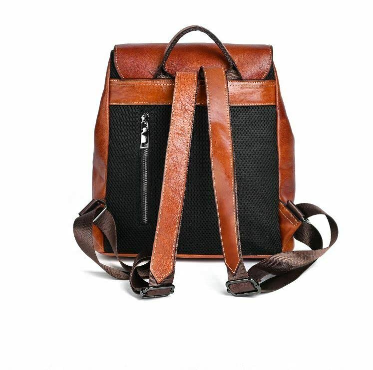 Genuine Leather Backpack for Travel & School - Unisex Tote Bag (Brown) - Perfect for Commuting & Campus Life