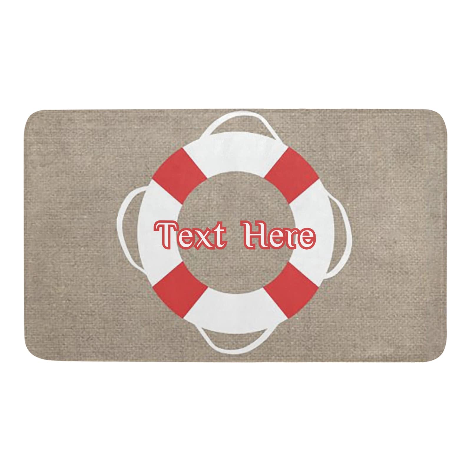 Custom Personalized Doormat with Name - Funny Lifebuoy Design Non-Slip Indoor/Outdoor Entrance Rug 23.6x15.7 Inch - Perfect for Front Door, Garden, Kitchen & Mudroom Decor
