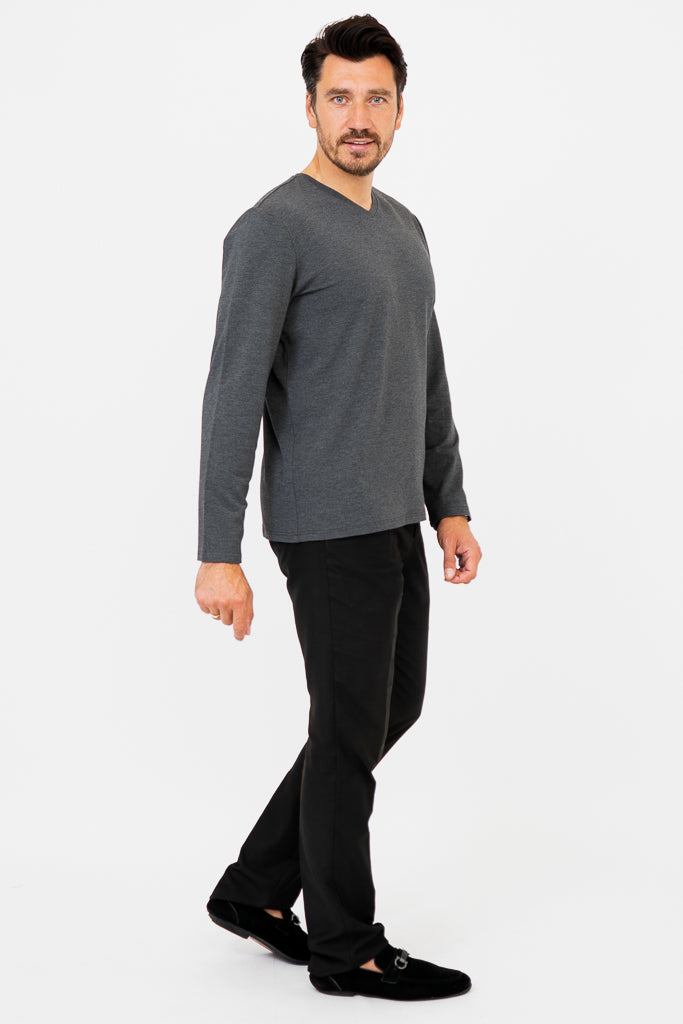 Adam Men's Long Sleeve Shirt - Graphite Color Bamboo Fabric - Perfect for Work, Travel & Outdoor Activities