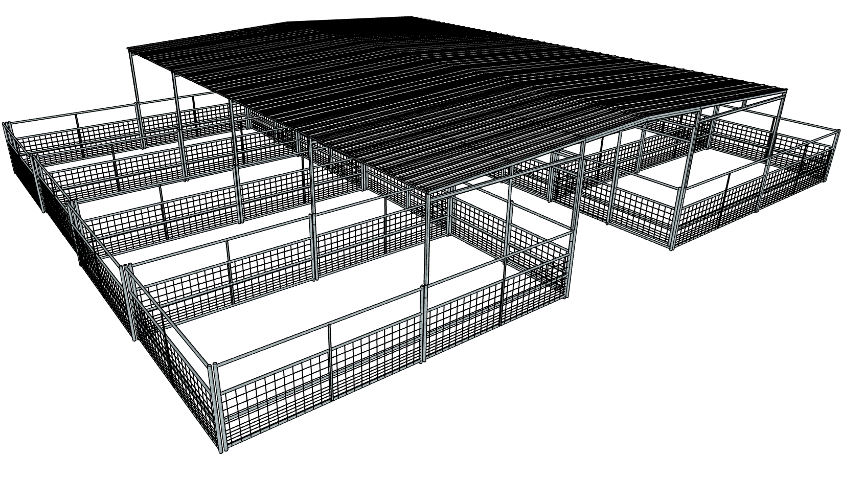 8 Stall Horse Barn Kit - 50ft x 40ft Galvanized Steel 4-Rail Fence with Mesh & 30ft Gable Roof | Durable Stable for Horses, Livestock Shelter, Ranch & Farm Use