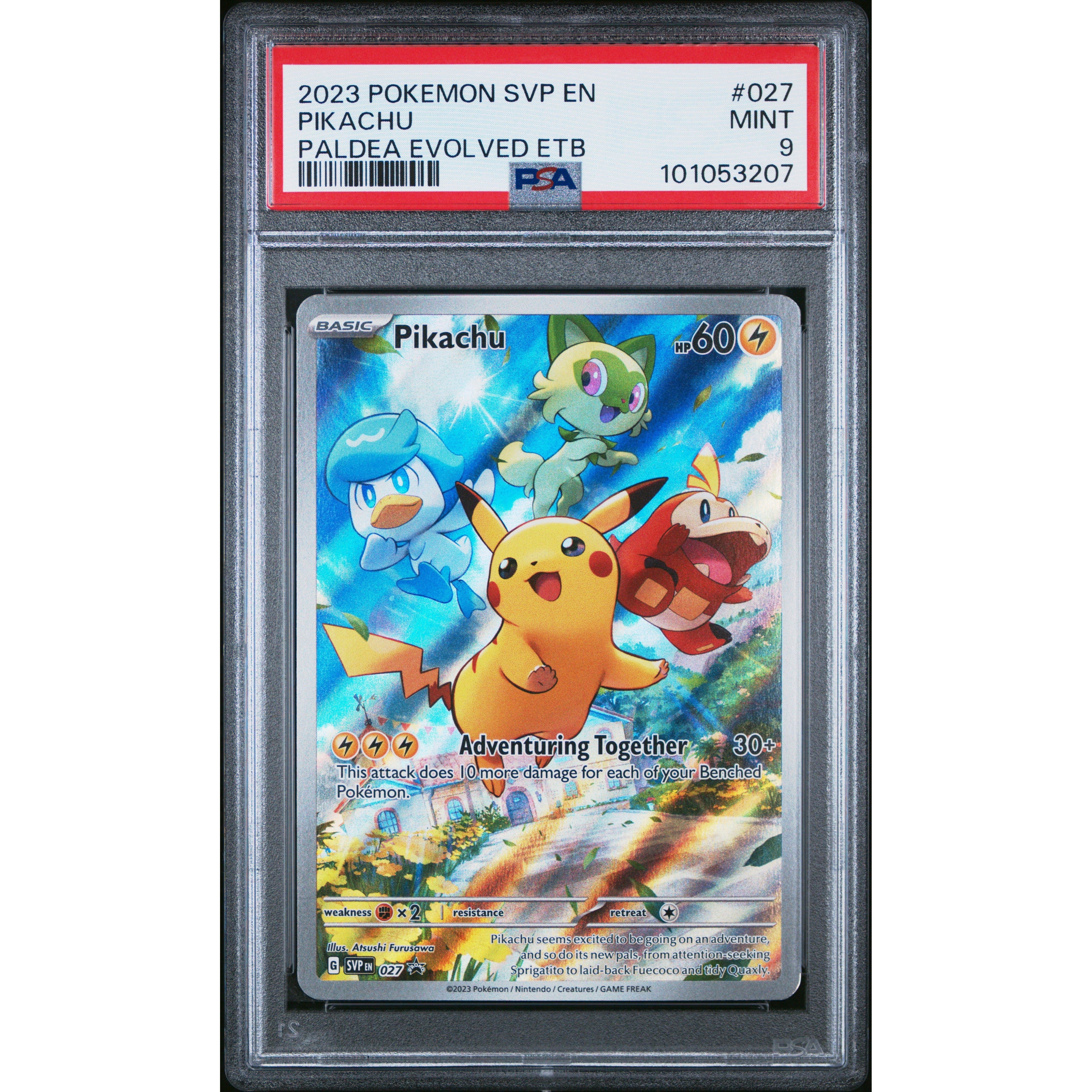 2023 Pokemon SVP Promo Pikachu Paldea Evolved SVP027 PSA 9 Graded Card - Perfect for Collectors, Gaming Tournaments & Pokemon TCG Investments