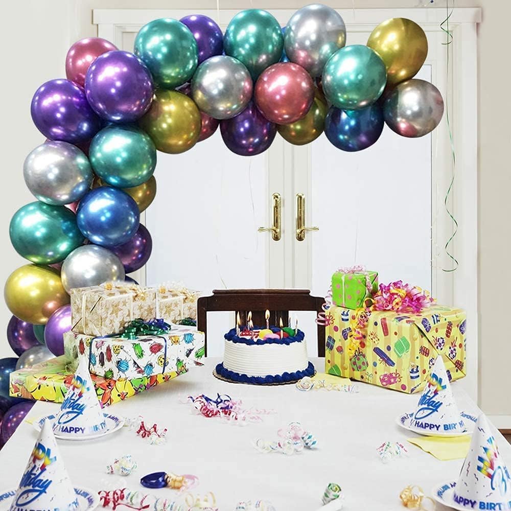 XEANCO 50 Pcs 10 Inch Metallic Latex Balloons for Party Decorations - Wedding, Birthday, Baby Shower & Anniversary Celebrations - Premium Quality Decorative Balloons for Indoor & Outdoor Events