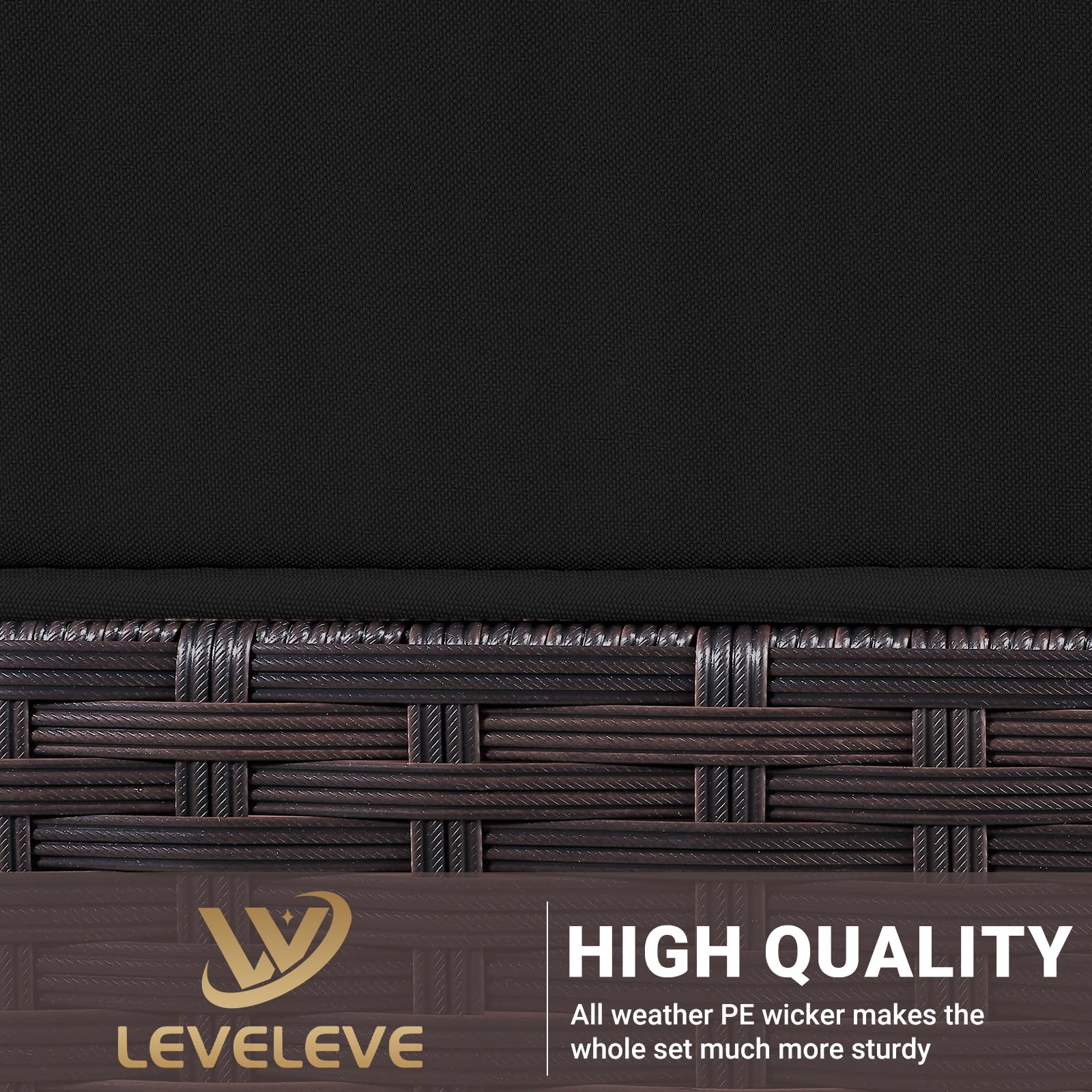 LEVELEVE 3-Piece Outdoor Rocking Bistro Set - PE Wicker Patio Conversation Chairs with Comfortable Rocking Motion (Black) - Perfect for Backyard, Garden, Porch or Poolside Relaxation