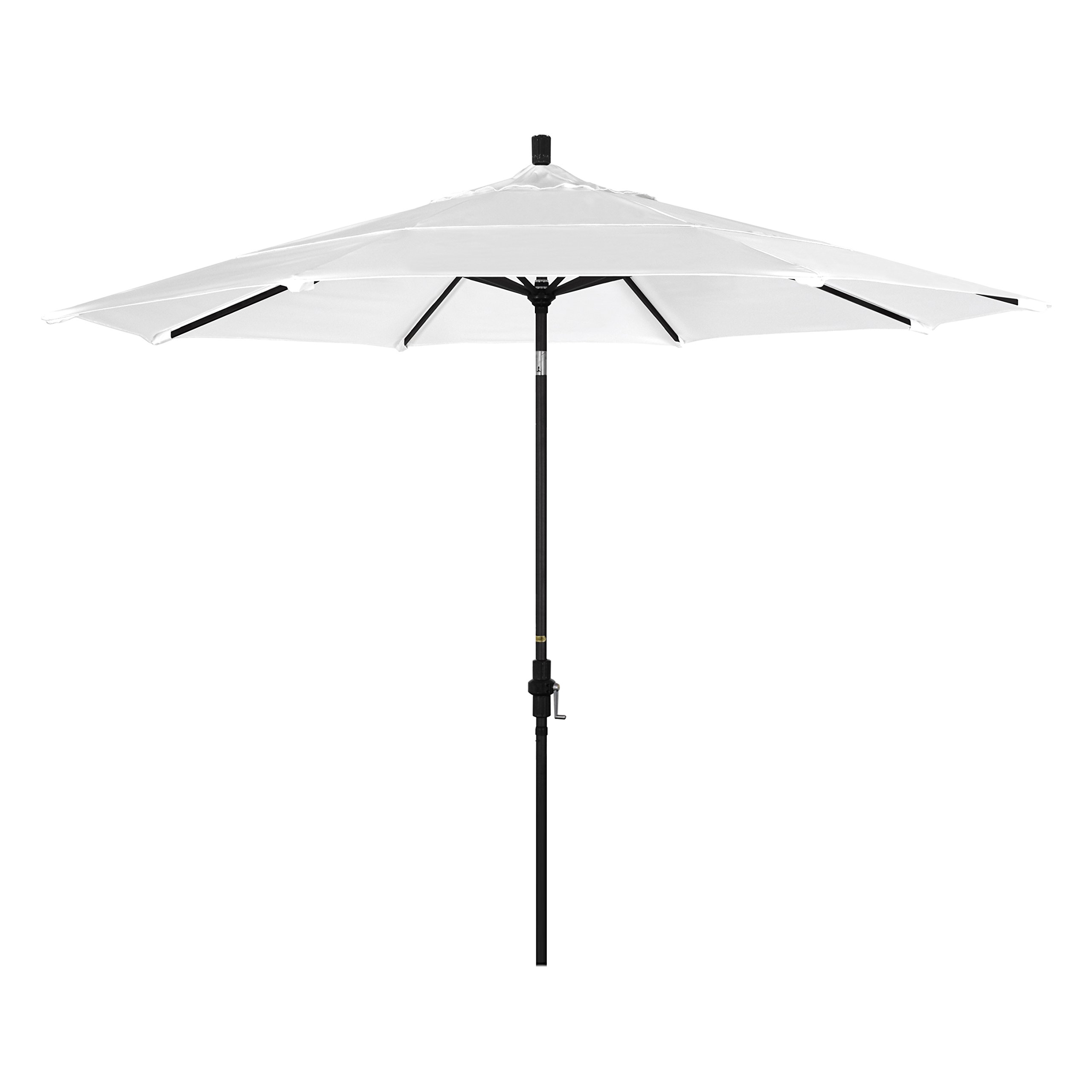 11' Tahoe Series Patio Umbrella - Stone Black Aluminum Pole & Ribs, Crank Lift, Olefin White Fabric - Perfect for Poolside, Backyard, and Outdoor Dining Areas