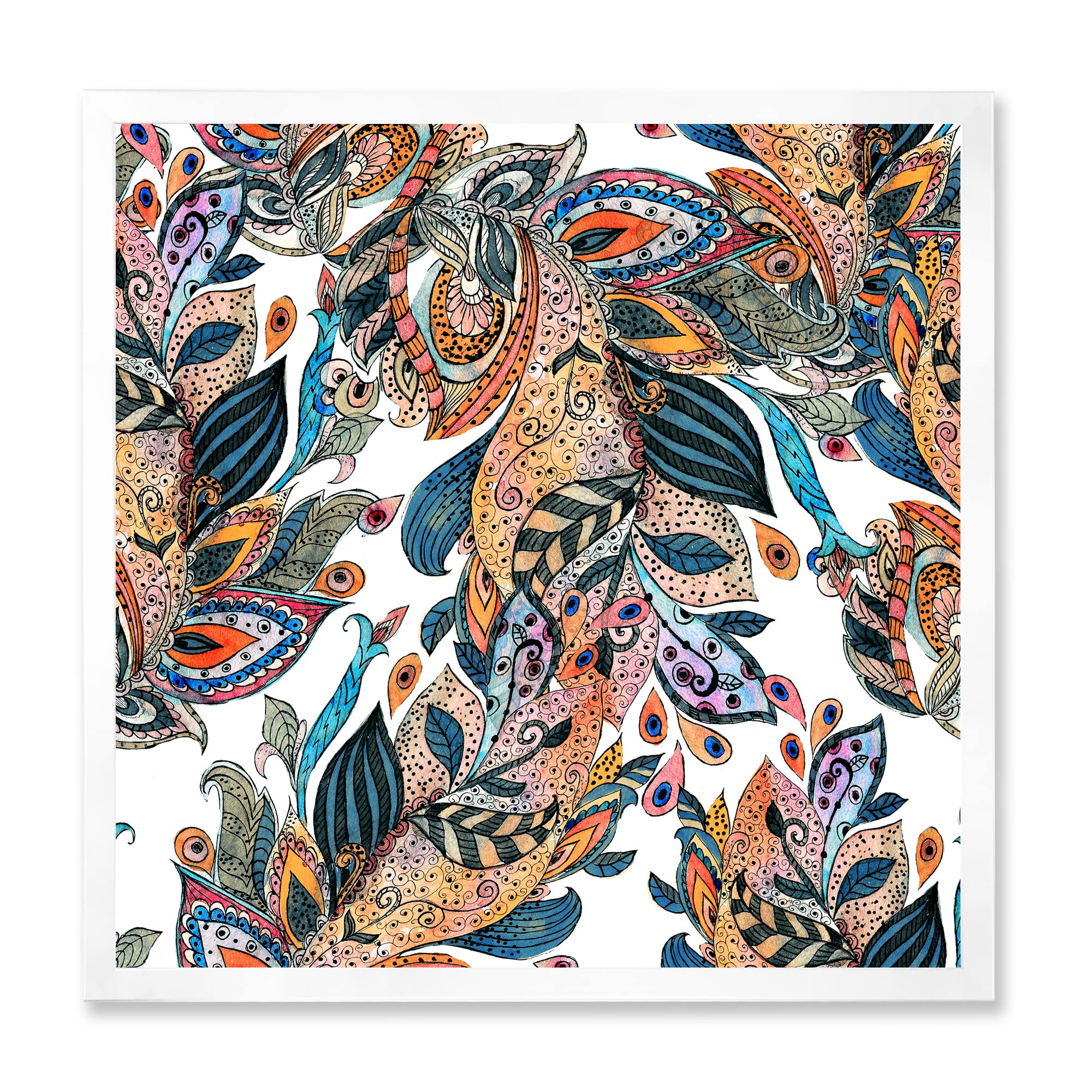 Floral Seamless Abstract Texture Traditional Framed Wall Art - Elegant Home Decor for Living Room, Bedroom & Office - Perfect for Modern Interior Design