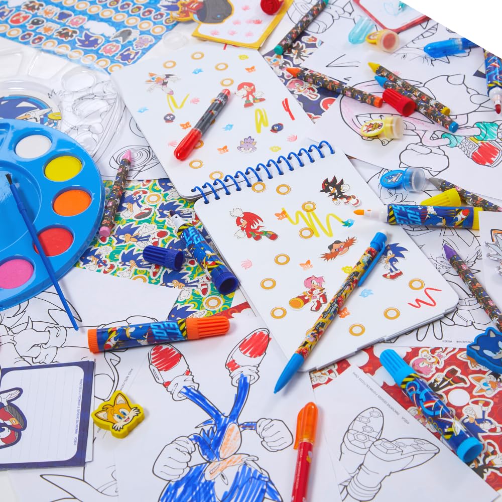 Sonic The Hedgehog Kids Art Set - Coloring, Painting & Crafts Kit for Creative Fun - Perfect for Birthday Gifts, Party Favors & DIY Projects