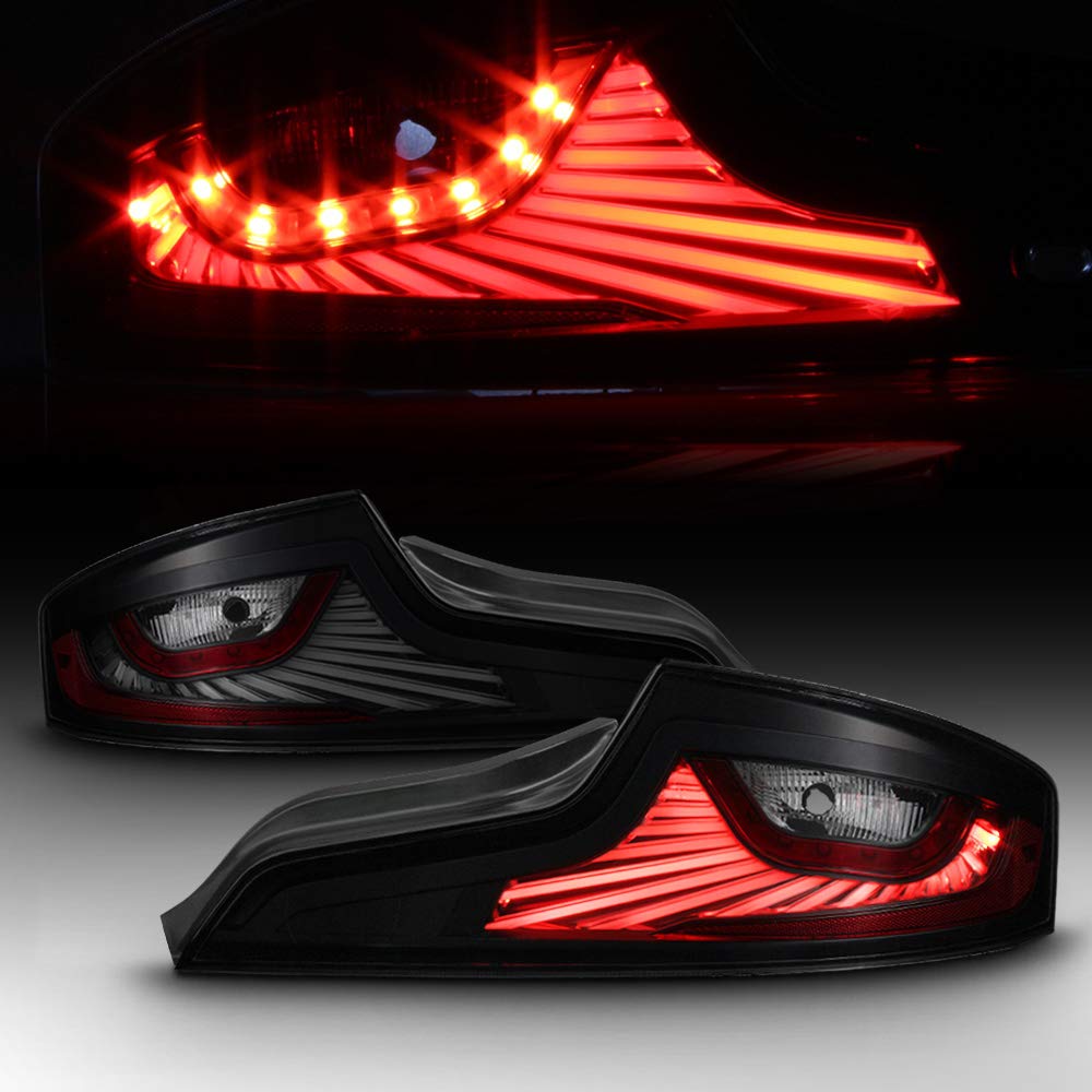 ACANII Smoked LED Tail Lights Brake Lamps Set for 2003-2005 Infiniti G35/G35GT Coupe - Black Housing, Left+Right Pair - Enhance Style & Night Visibility for Sports Cars