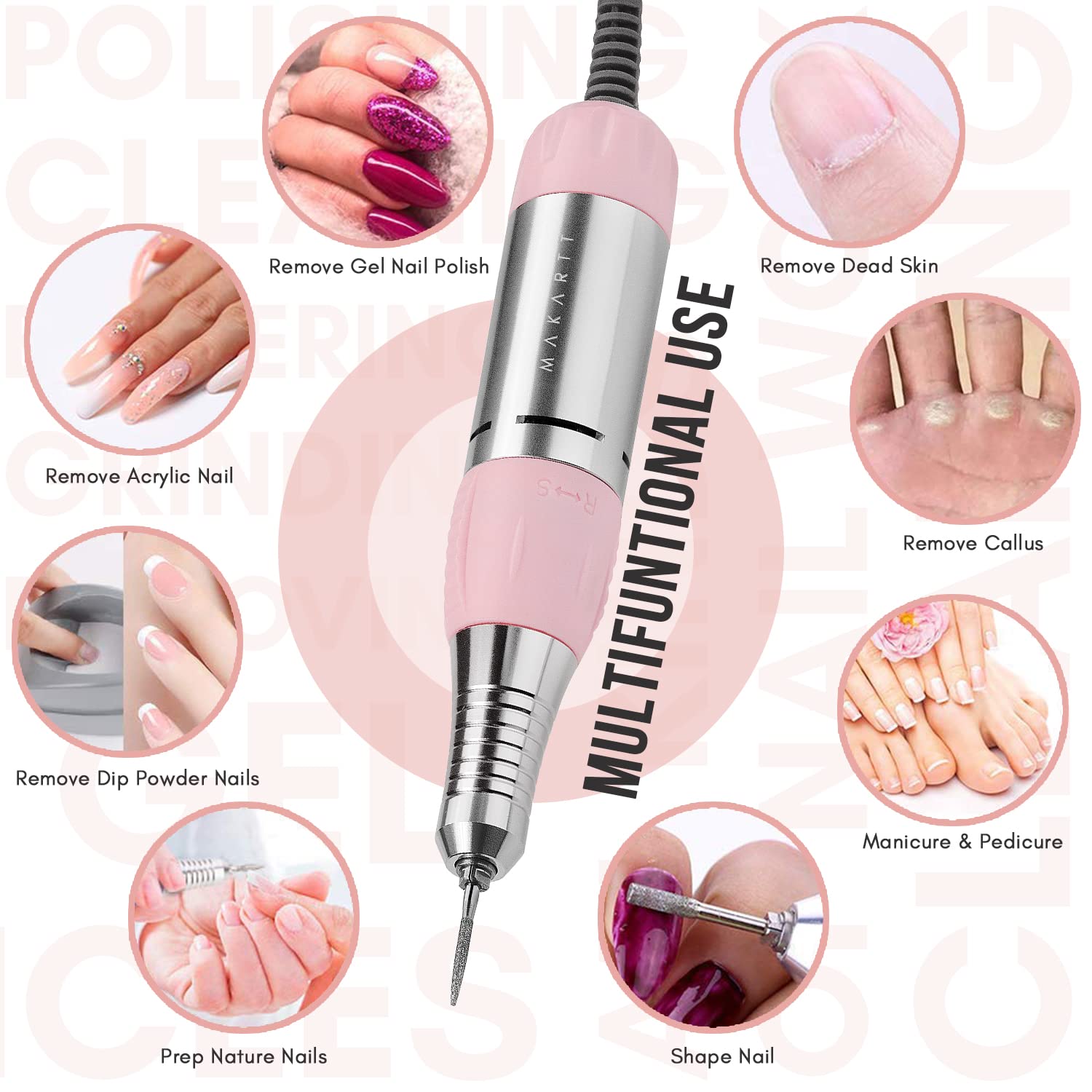 Makartt Poly Nail Gel Kit - Clear Pink Nail Extension Gel Set for Fall Winter with JD700 Electric Nail File Machine | DIY Salon-Quality Manicure at Home