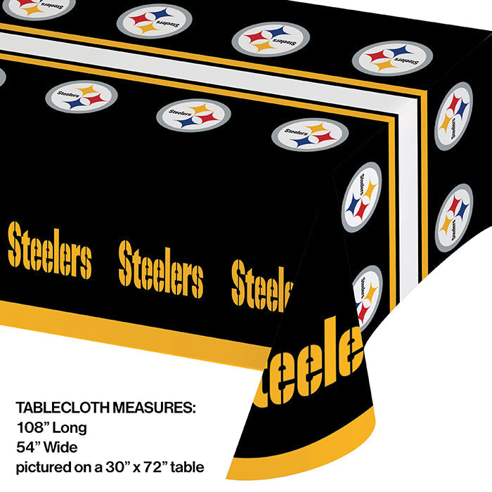12-Piece Bulk Pittsburgh Steelers Table Covers - Waterproof NFL Team Party Decor for Game Day, Tailgating & Home Gatherings