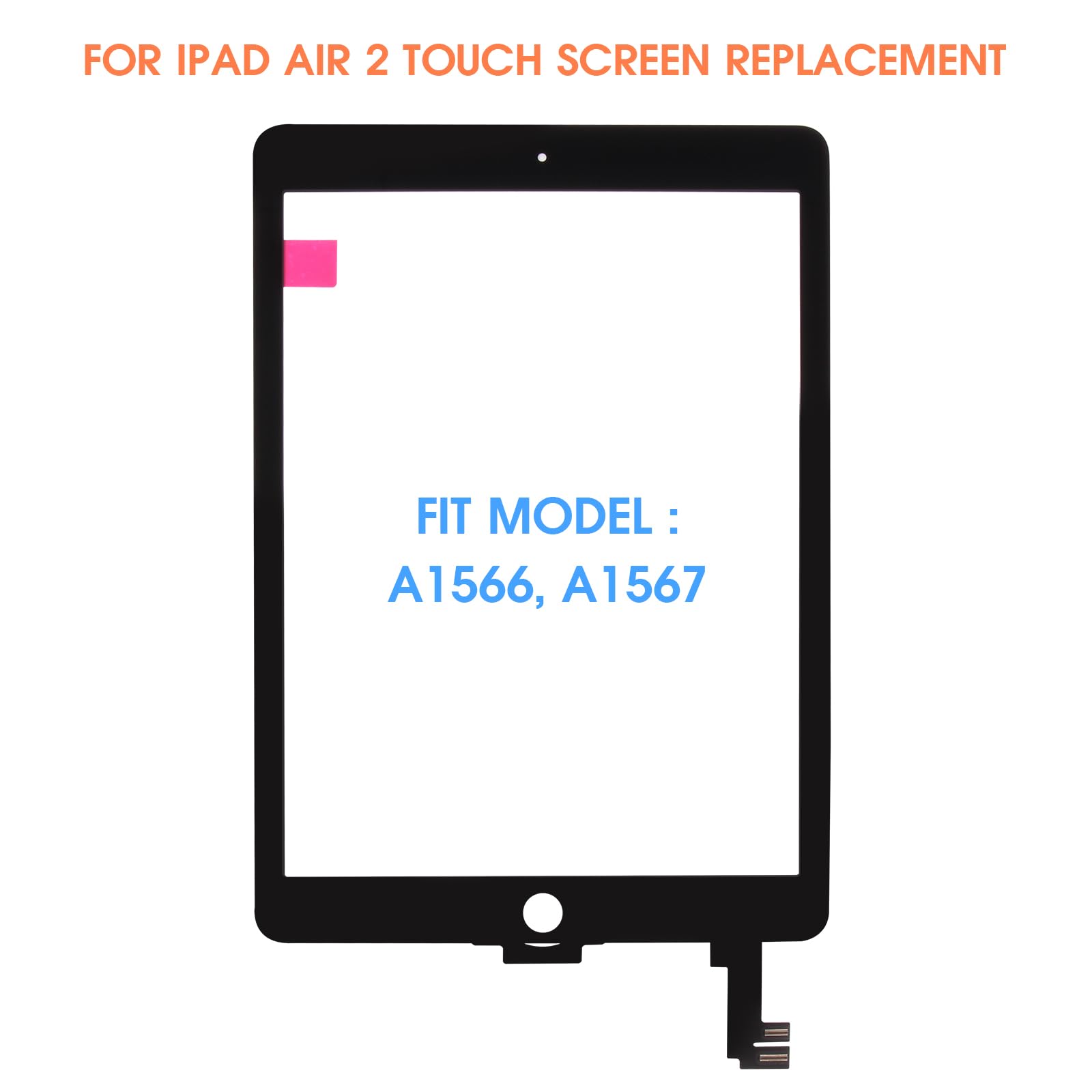 Original iPad Air 2 A1566/A1567 Touch Screen Digitizer Replacement - 9.7 Inch Touchscreen Glass Panel with Repair Tools (Black, No LCD) - Perfect for DIY iPad Air 2 Screen Repair & Device Restoration