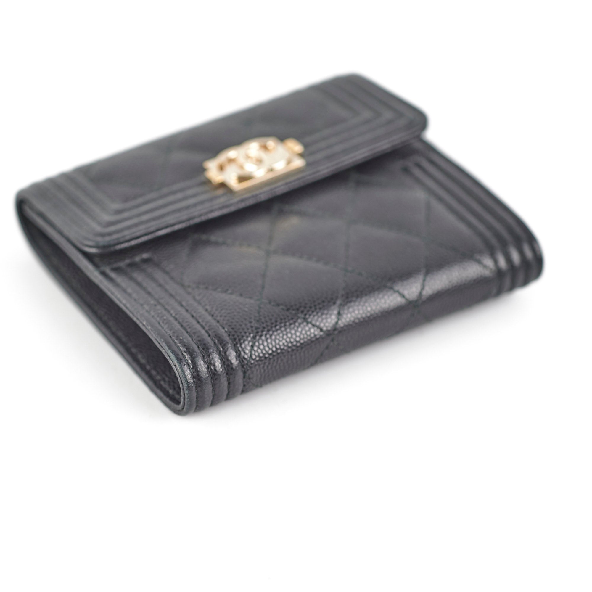 Chanel Boy Compact Caviar Black Wallet - Luxury Designer Wristlet Clutch for Women | Perfect for Evening Bags, Date Nights & Special Occasions